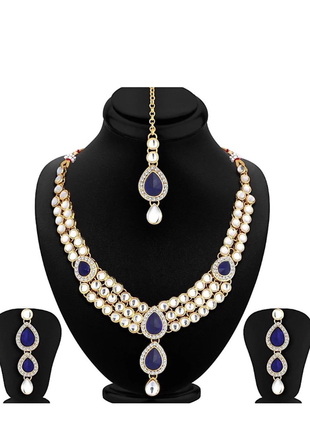Blue Alloy Austrian Diamond Necklace Set Earrings 191615