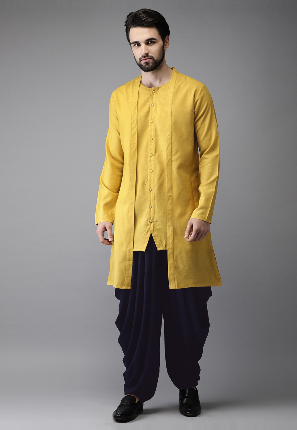 Yellow Cotton Readymade Dhoti Kurta 213634