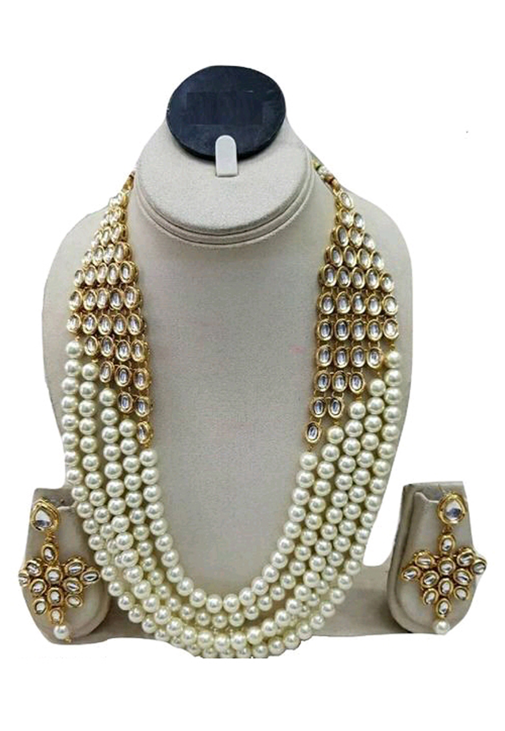 White Alloy Austrian Diamond Necklace Set Earrings 191619