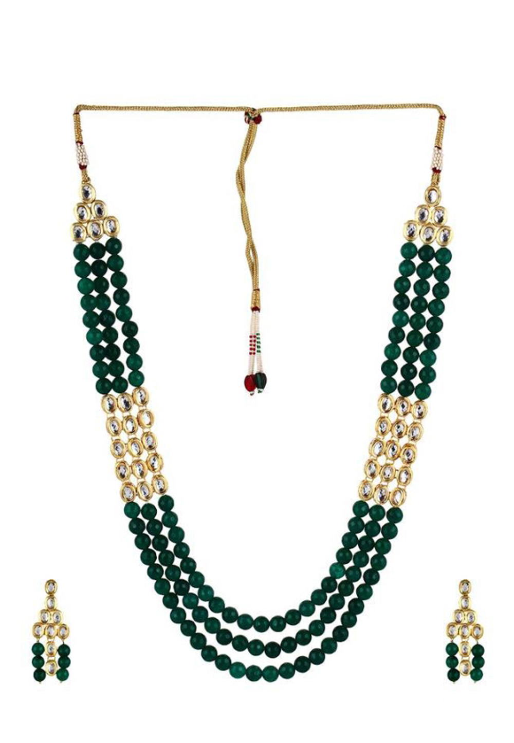 Green Alloy Austrian Diamond Necklace Set Earrings 191622