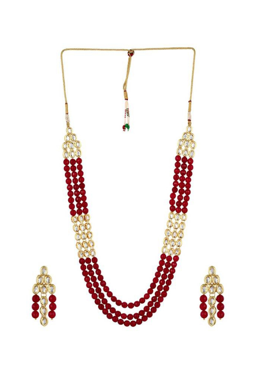 Red Alloy Austrian Diamond Necklace Set Earrings 191623