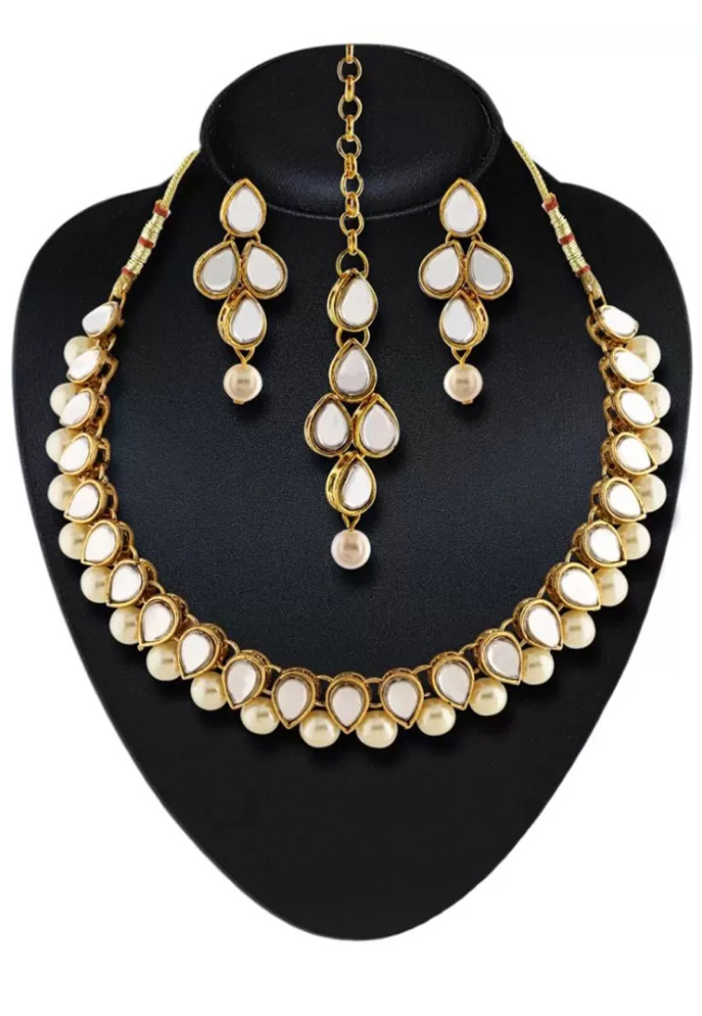 White Alloy Austrian Diamond Necklace Set Earrings 191627