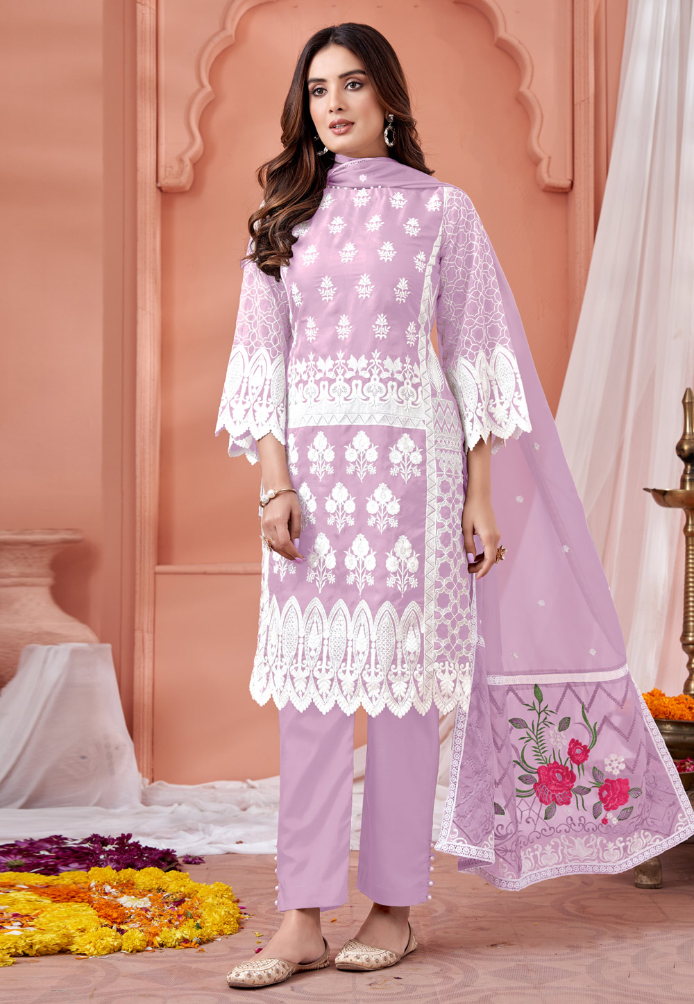 Designer Lucknowi Chikankari Suit | Tehzeeb - The House