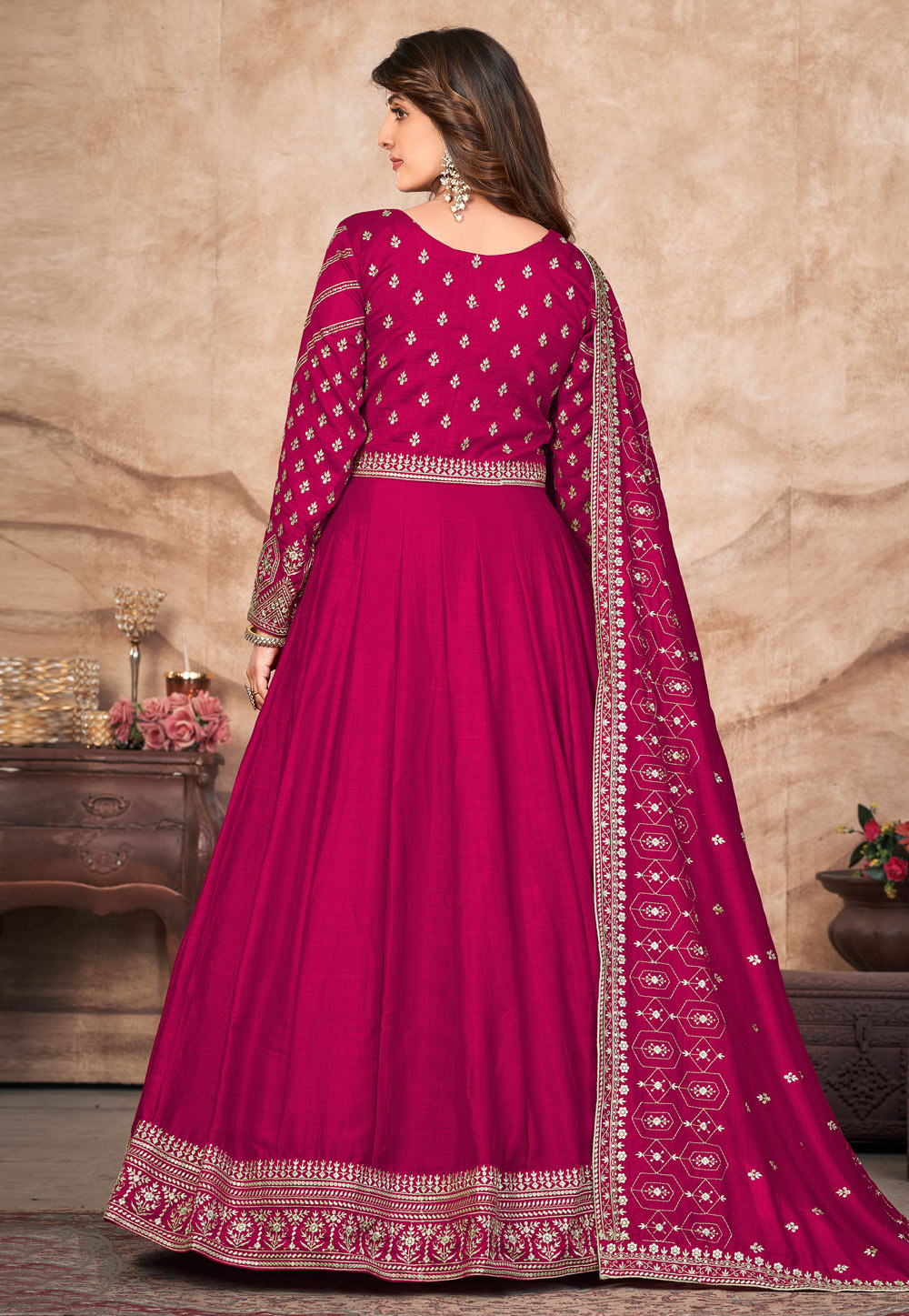Full Sleeves Pure Silk Anarkali Suit, Technics : Machine Made, Pattern :  Plain at Rs 1,150 / Piece in Surat