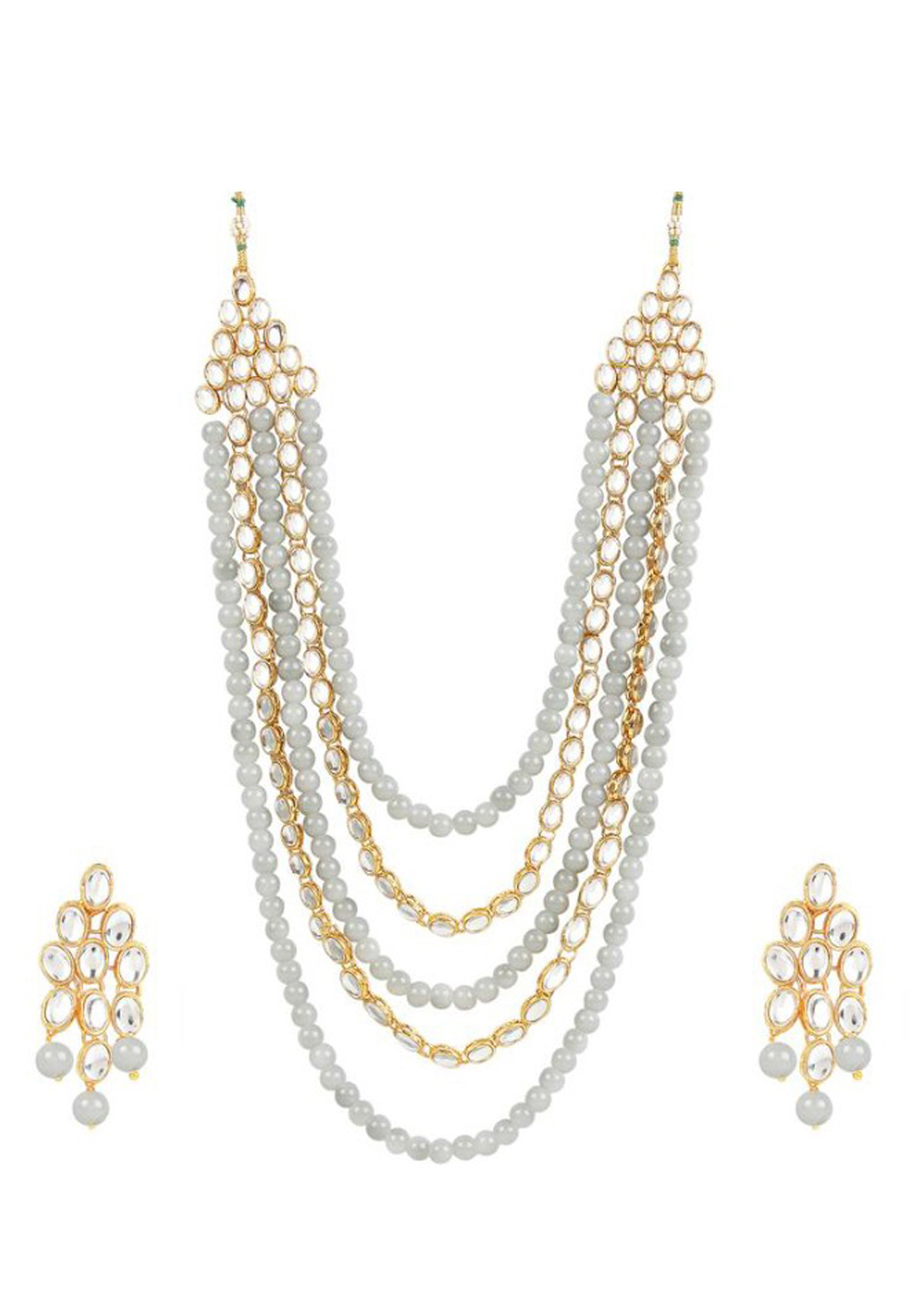 White Alloy Austrian Diamond Necklace Set Earrings 191652