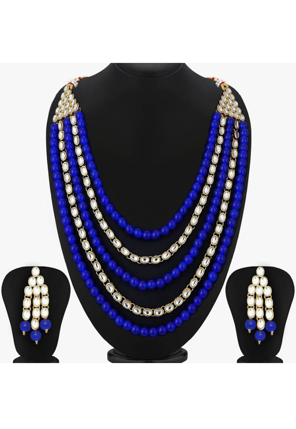 Blue Alloy Austrian Diamond Necklace Set Earrings 191653