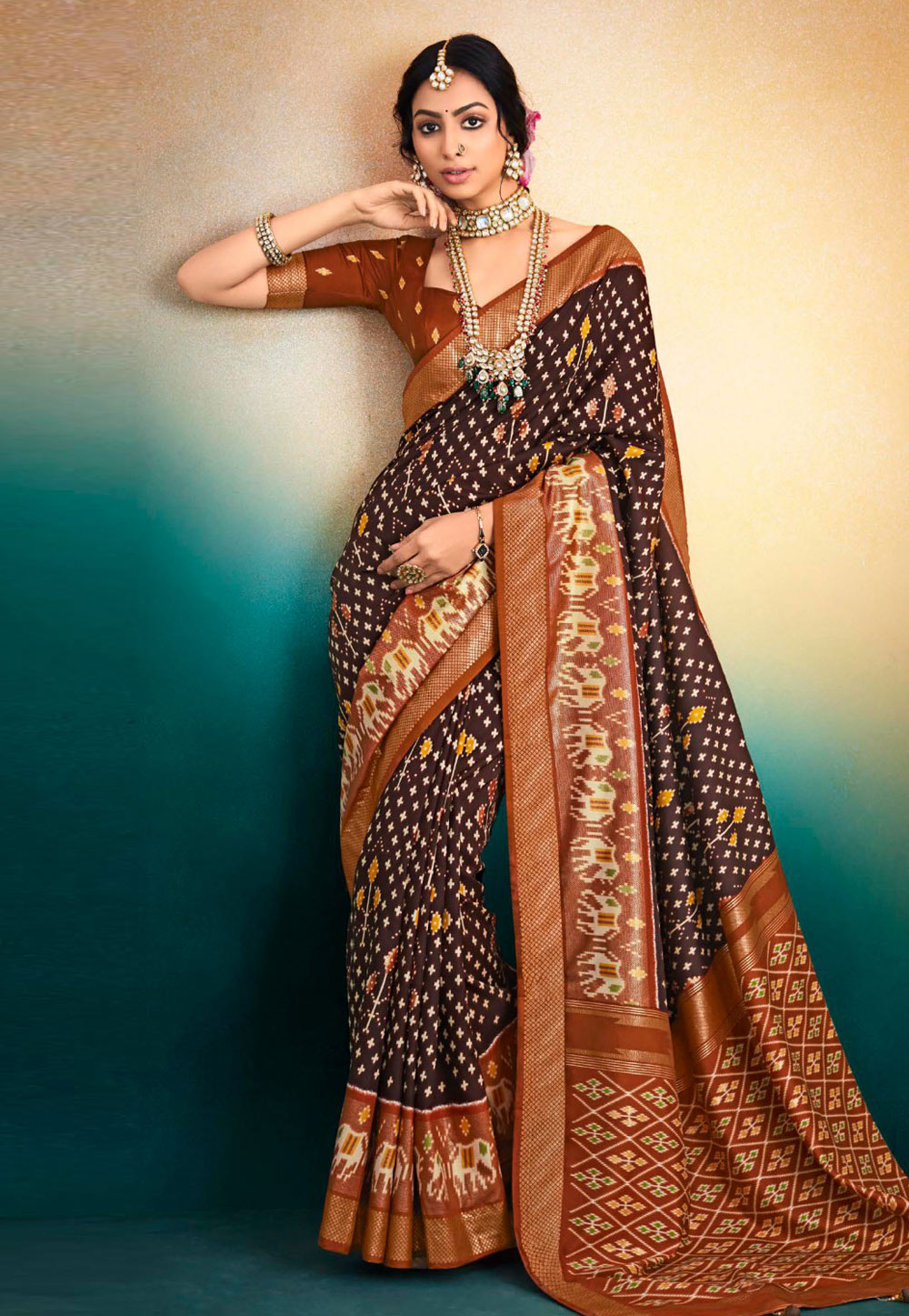 Brown Tussar Silk Saree With Blouse 274423