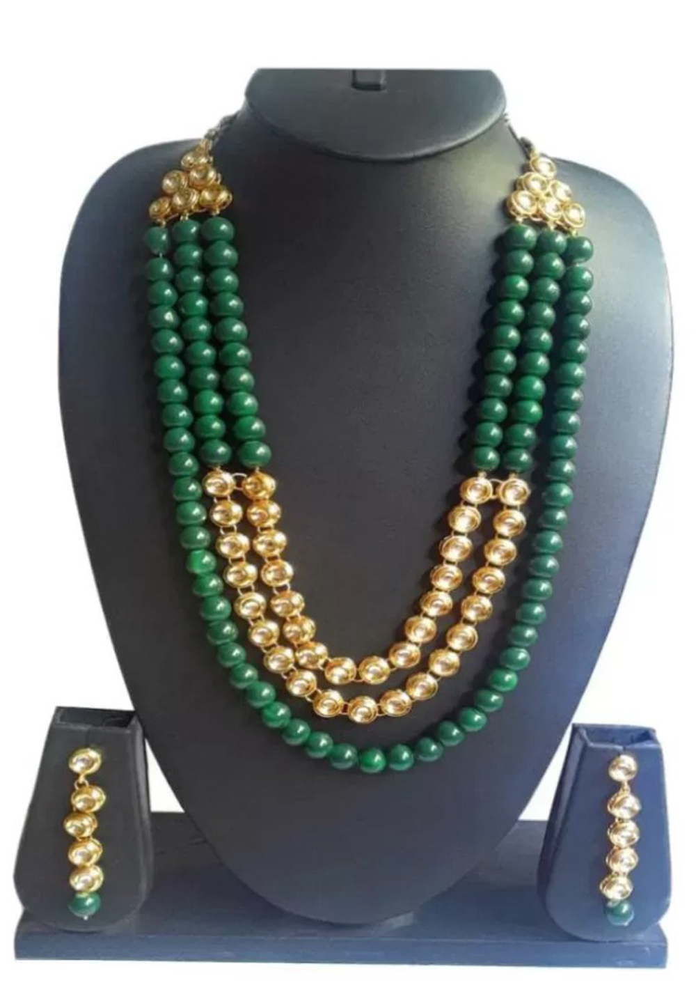 Green Alloy Austrian Diamond Necklace Set Earrings 191668