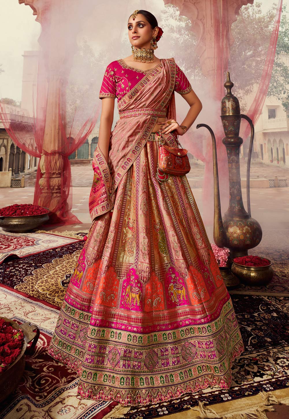 Red Color Banarasi Silk Wedding Lehenga Choli