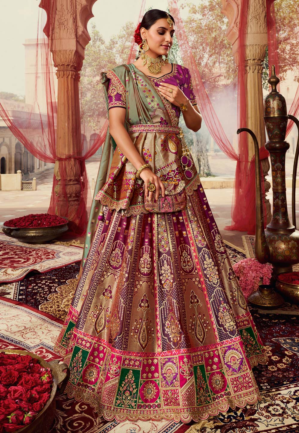 Purple Banarasi Silk Lehenga Choli 270597