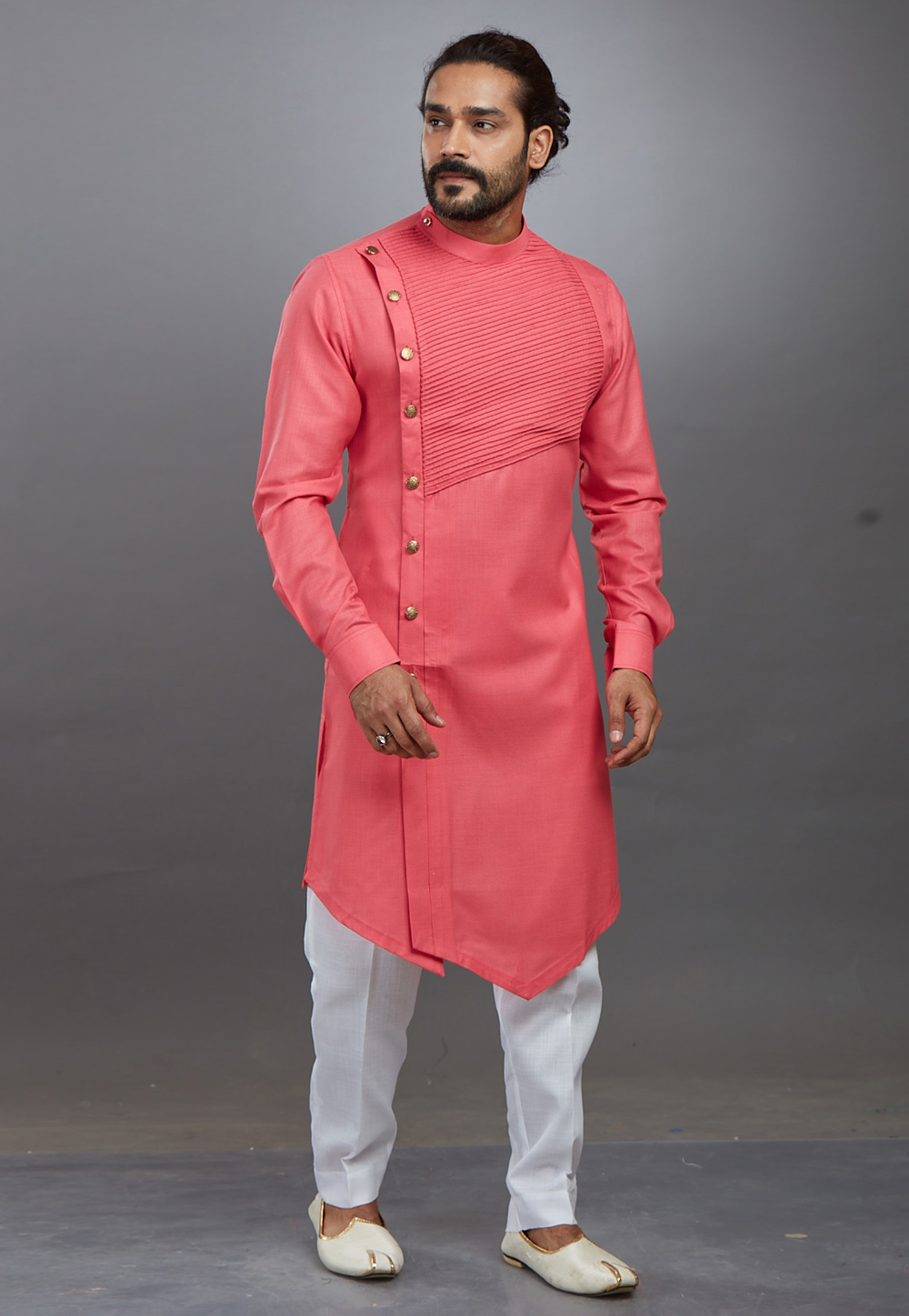 Pink Cotton Readymade Kurta Pajama 208457