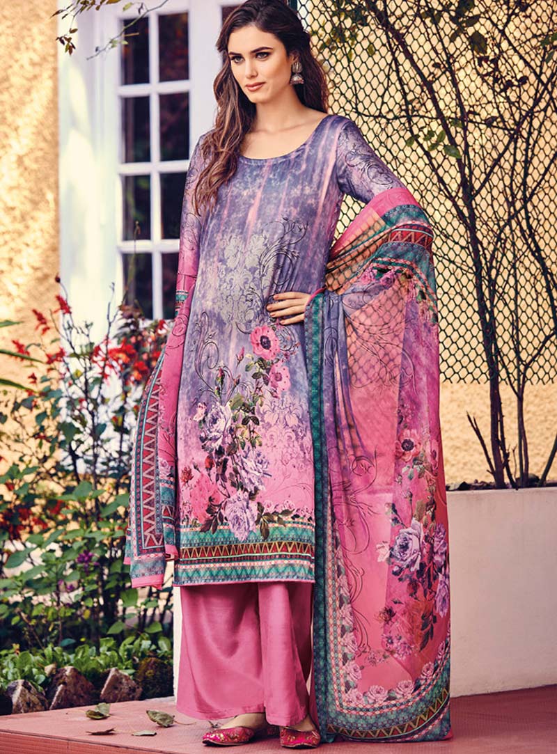 Pink Crepe Palazzo Style Suit 89704