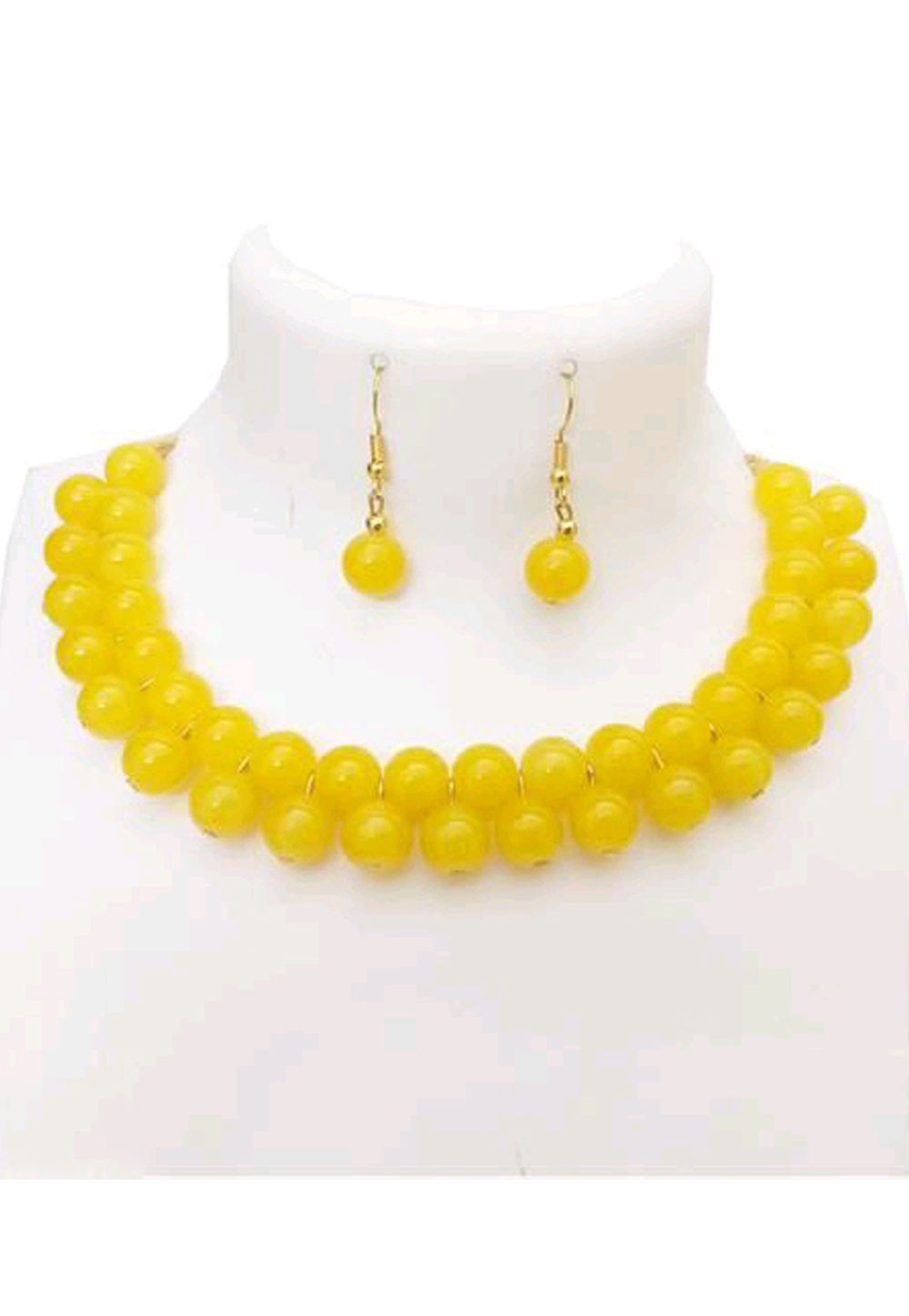 Yellow Alloy Austrian Diamond Necklace Set Earrings 198916