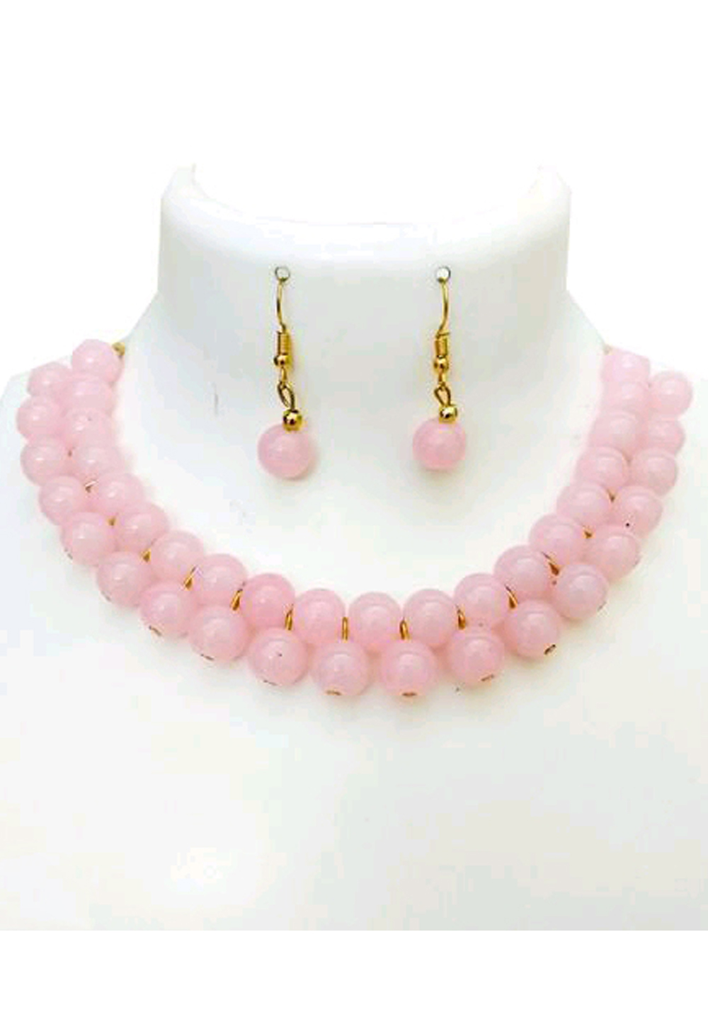 Light Pink Alloy Austrian Diamond Necklace Set Earrings 198921