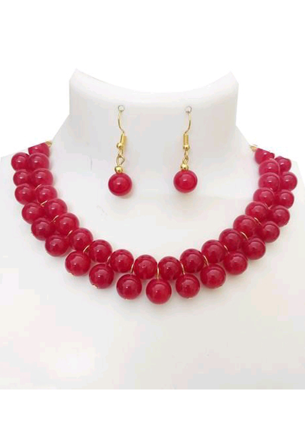Red Alloy Austrian Diamond Necklace Set Earrings 198922