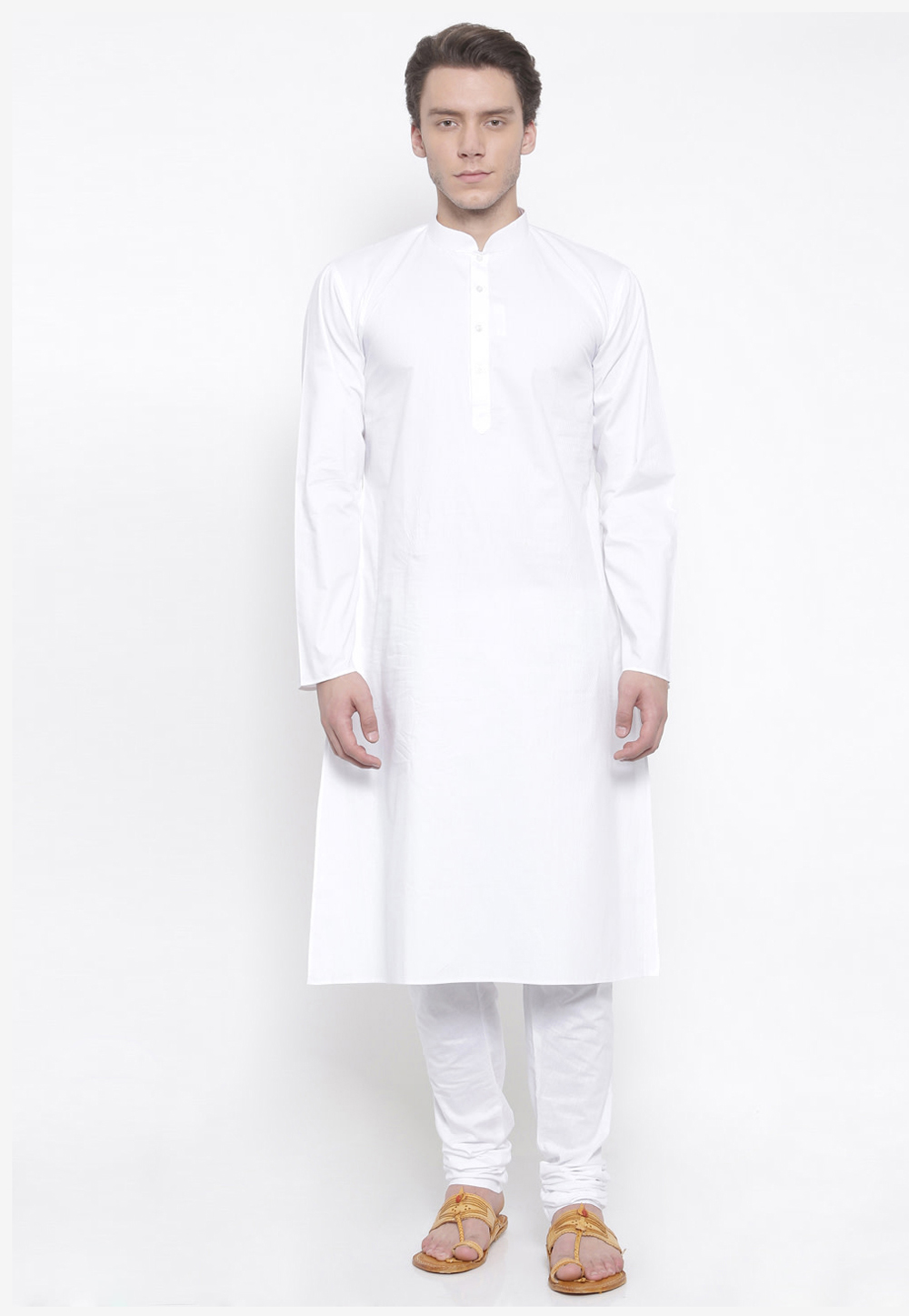 White Cotton Readymade Kurta Pajama 213642