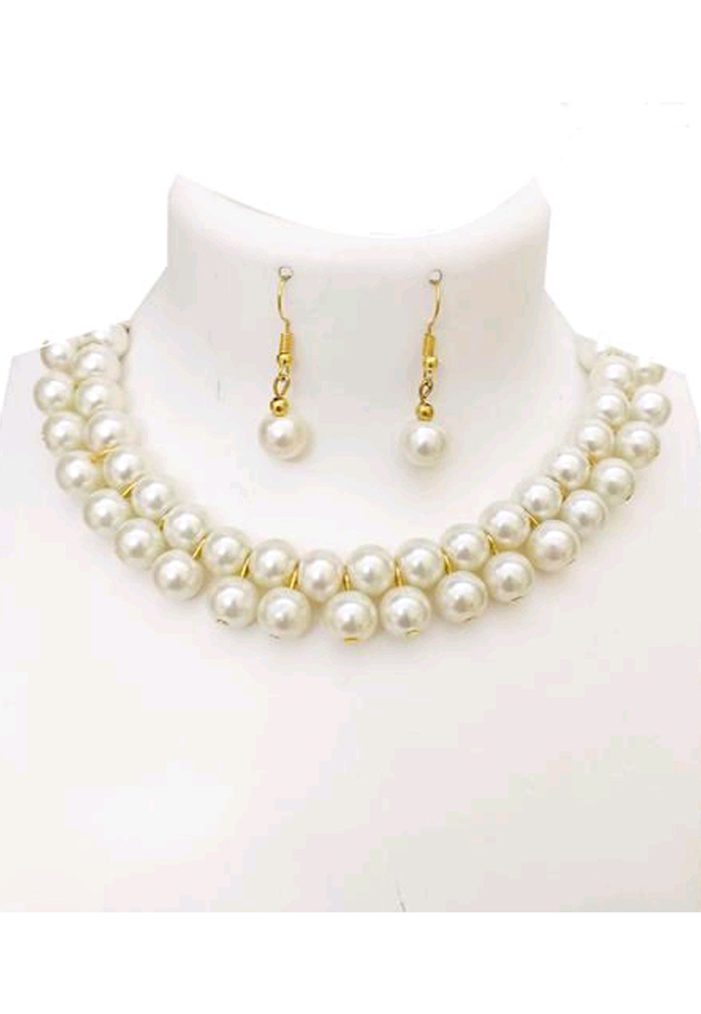 Off White Alloy Austrian Diamond Necklace Set Earrings 198923