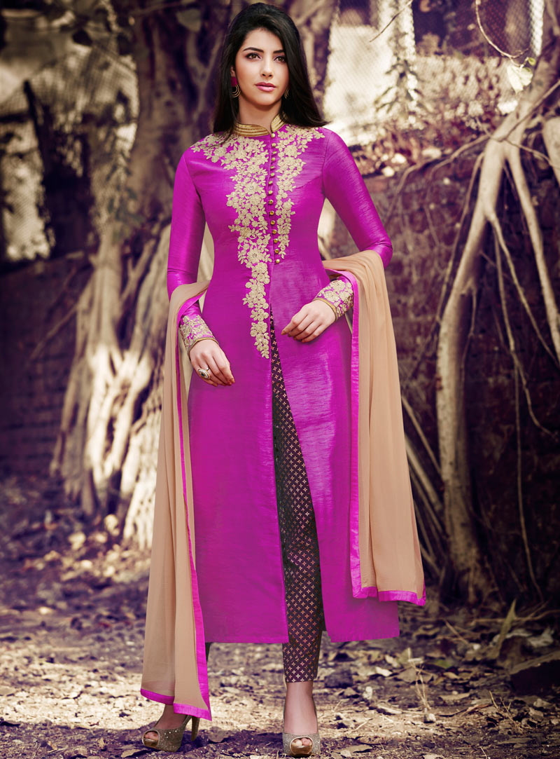 Magenta Silk Pant Style Suit 88938
