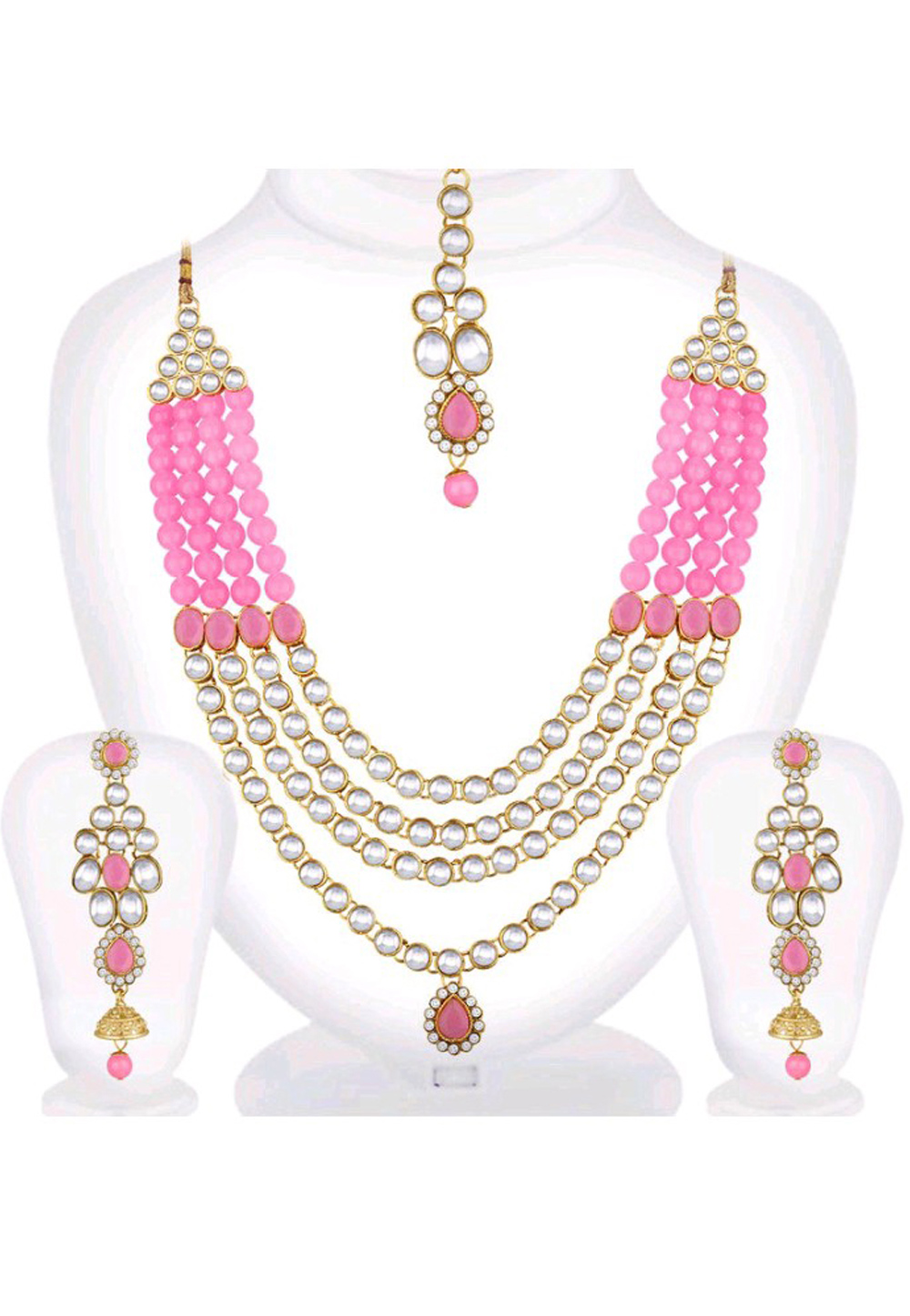 Buy Ladymania American Diamond Pink Choker Set with Maang TIkka Online at  Best Prices in India - JioMart.