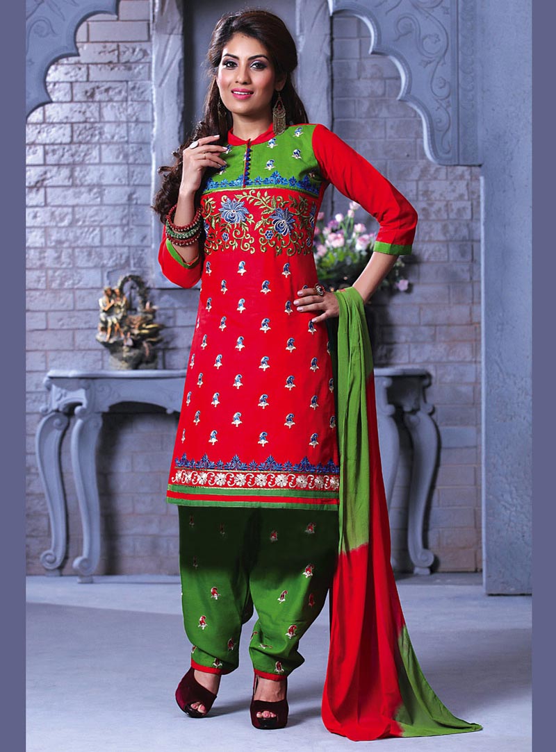 Red Cotton Punjabi Suit 67513