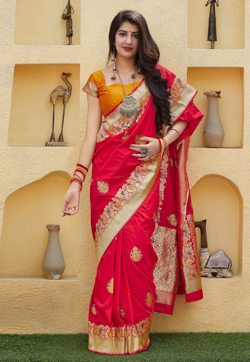 Magenta Silk Saree With Blouse 209110