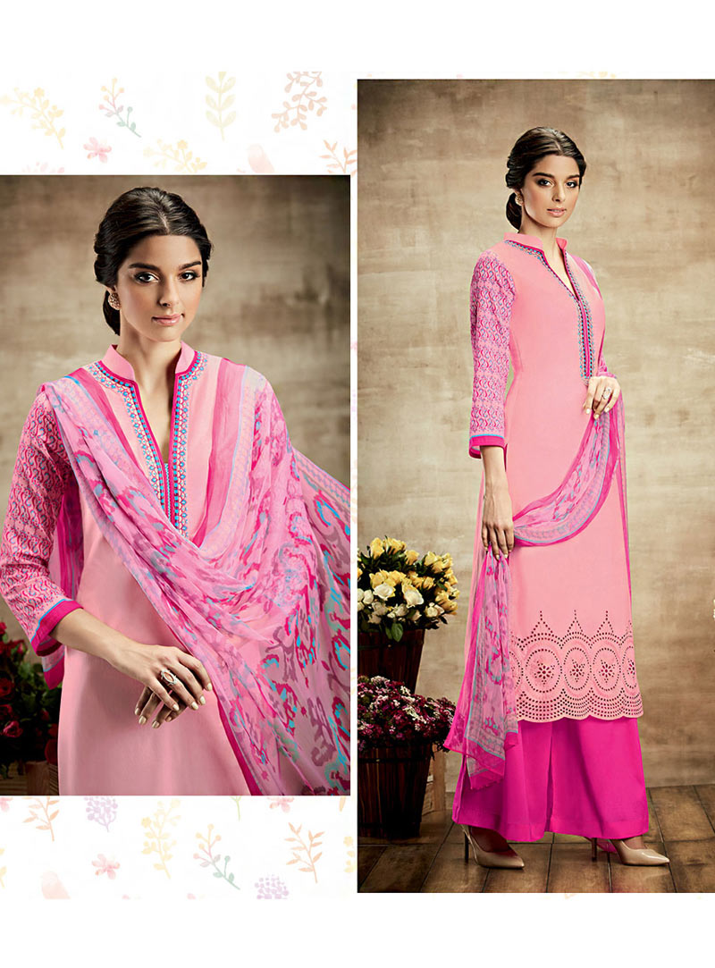Giselli Monteiro Pink Soft Cotton Palazzo Style Suit 72391