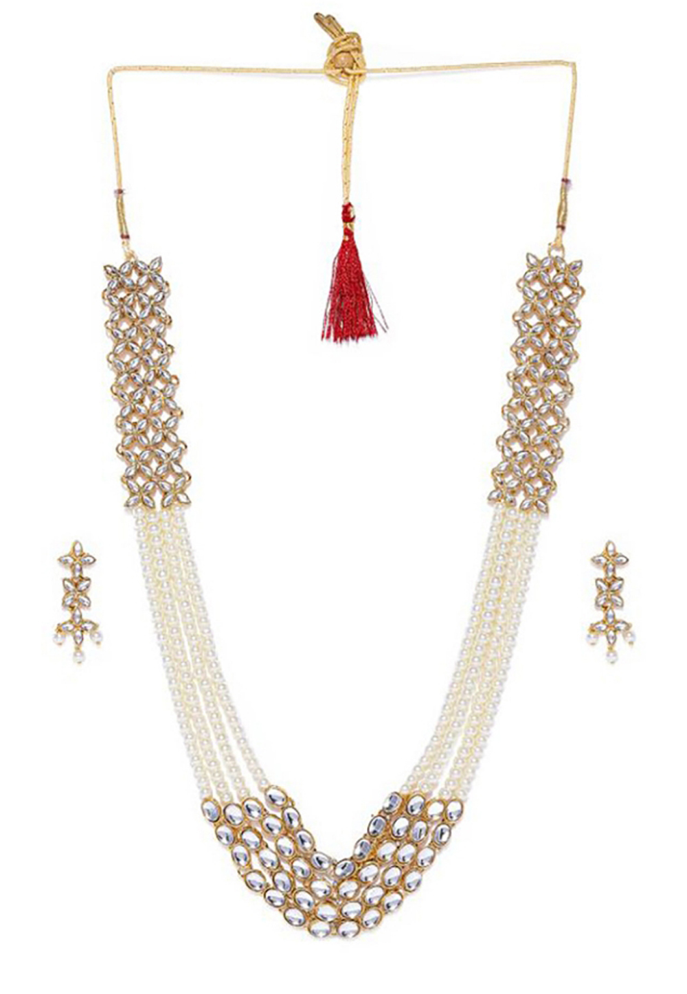 White Alloy Austrian Diamond Necklace Set Earrings 198961