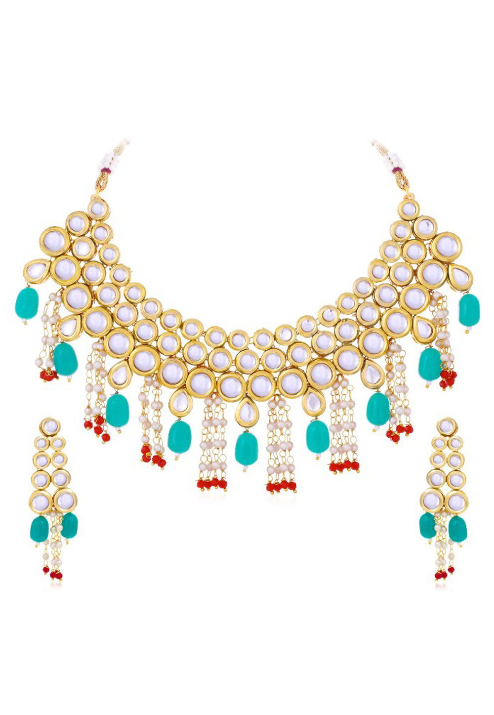 Aqua Blue Alloy Austrian Diamond Necklace Set Earrings 198965