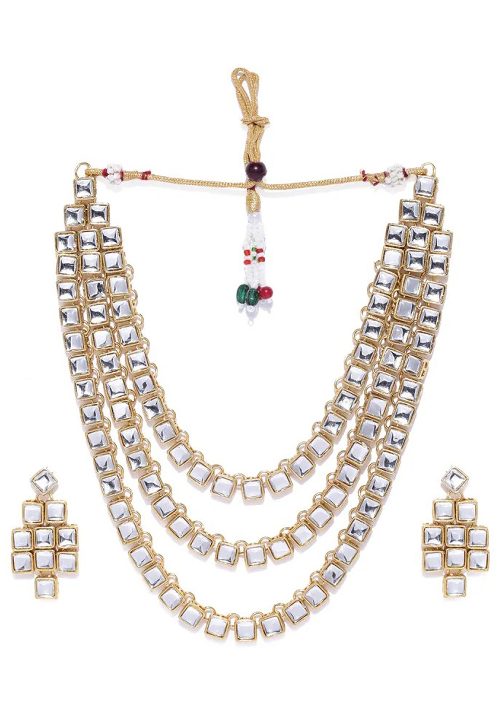 White Alloy Austrian Diamond Necklace Set Earrings 198972