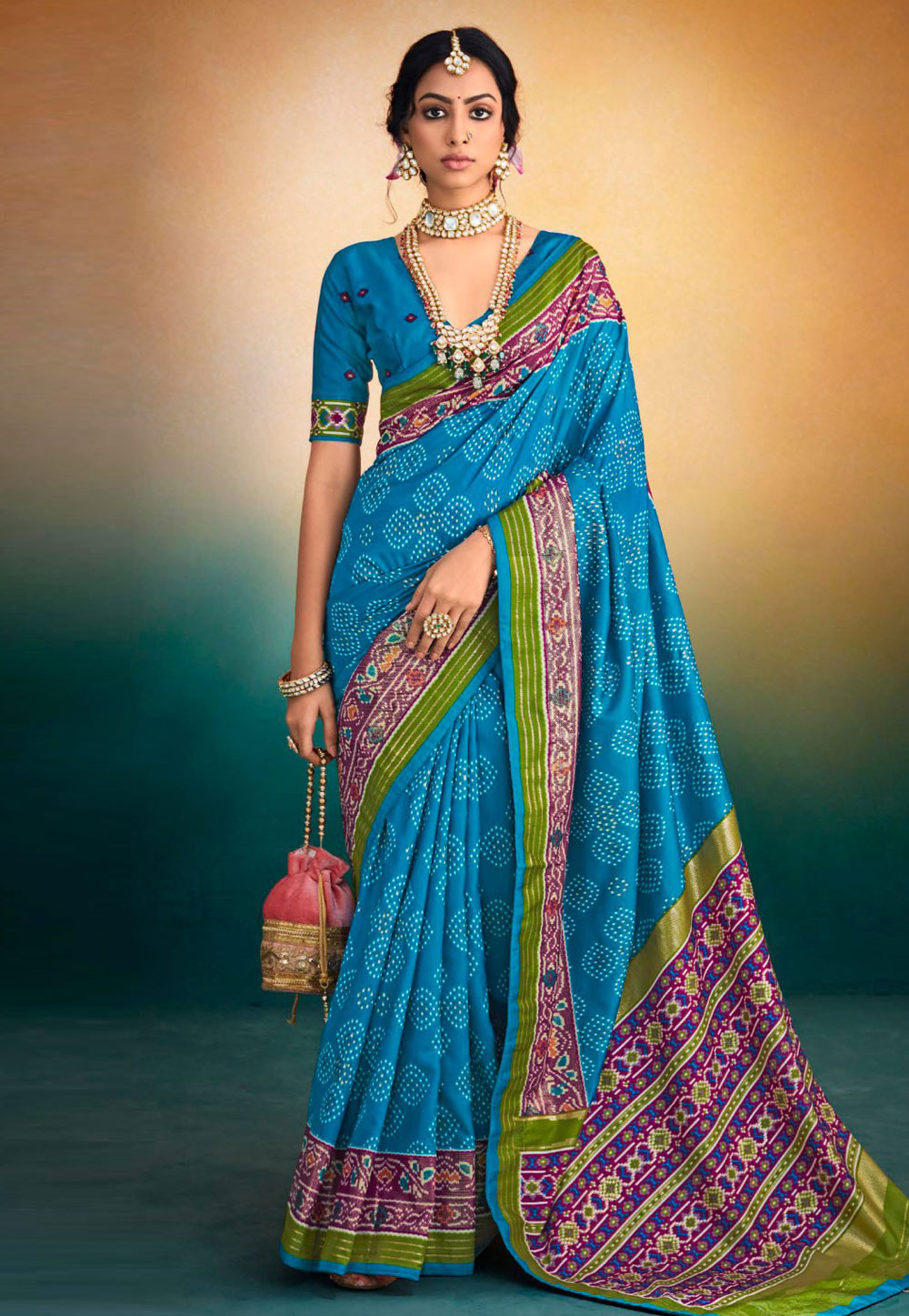 Turquoise Tussar Silk Saree With Blouse 274424