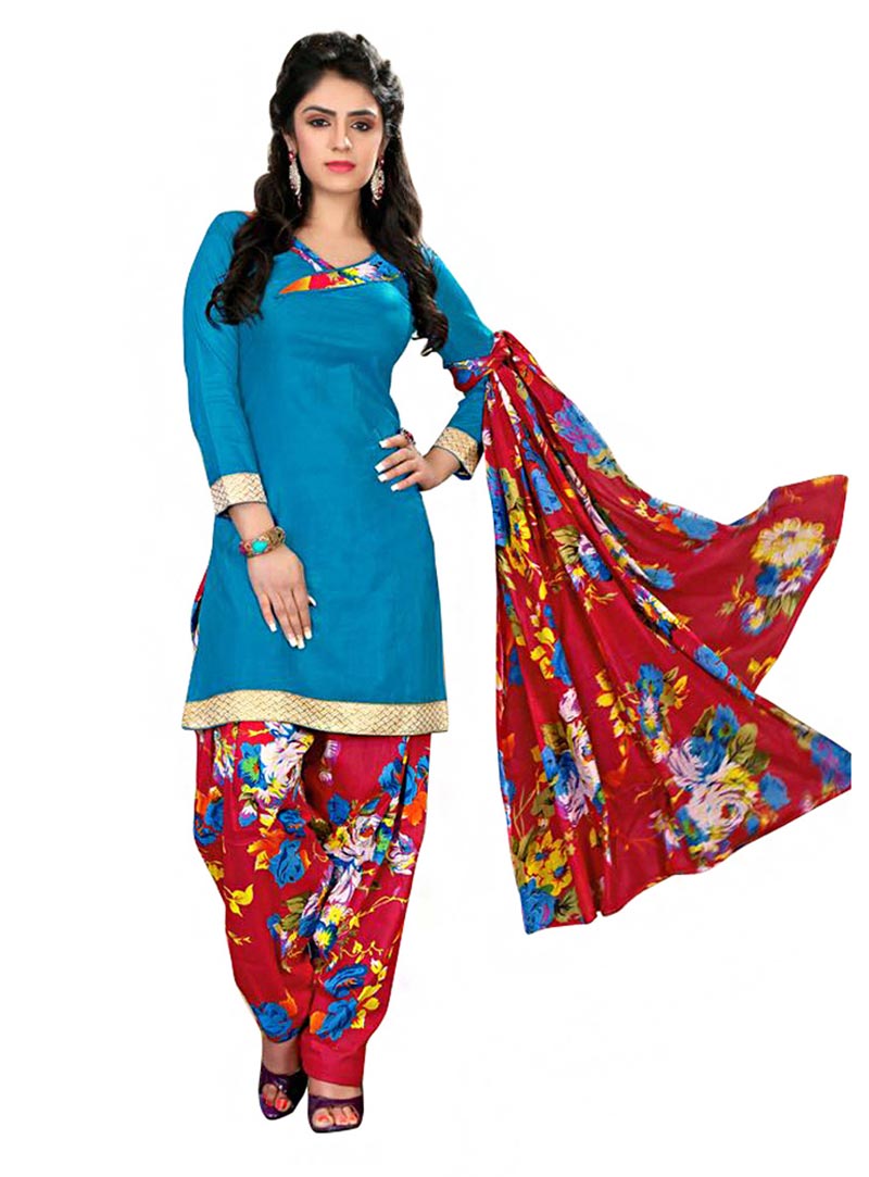 Sky Blue Cotton Unstitched Punjabi Suit 73251