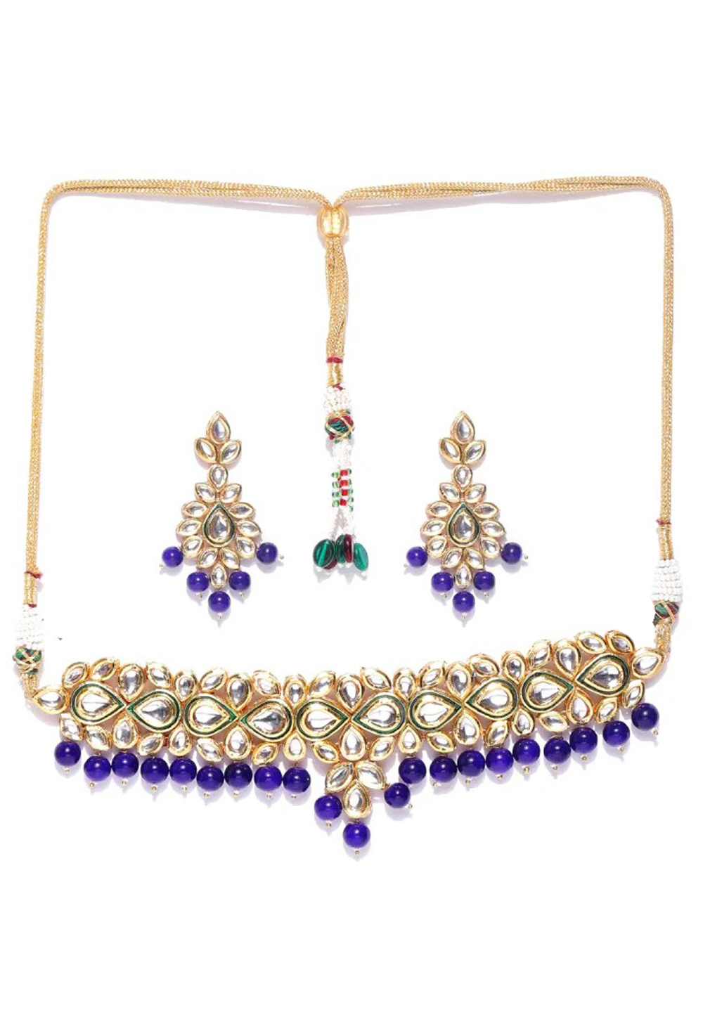 Blue Alloy Austrian Diamond Necklace Set Earrings 198986