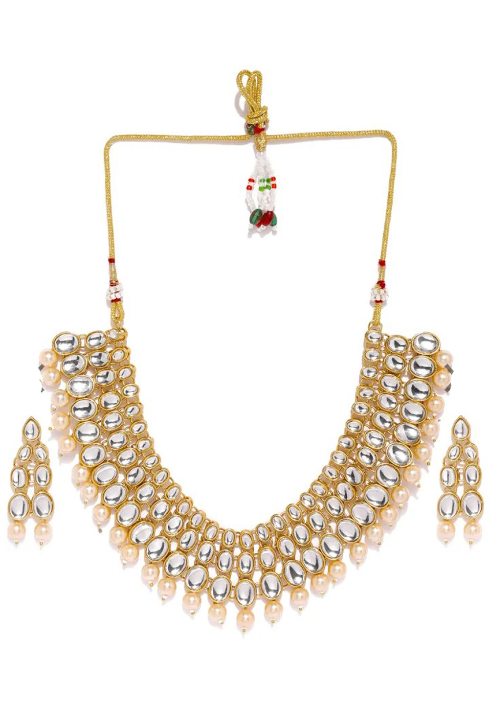White Alloy Austrian Diamond Necklace Set Earrings 198989