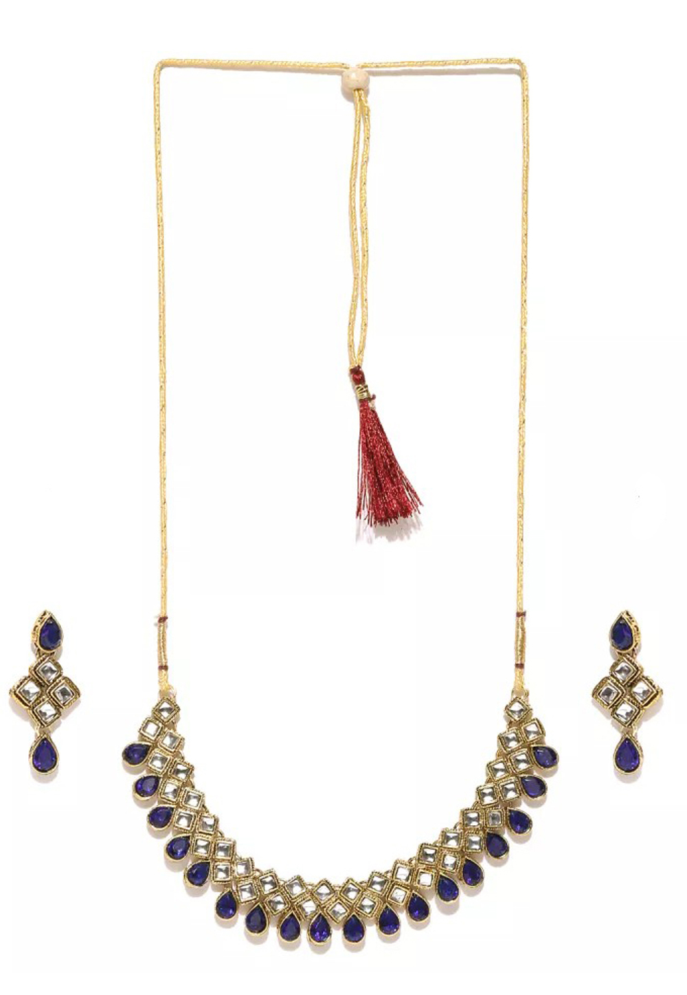 Blue Alloy Austrian Diamond Necklace Set Earrings 198994