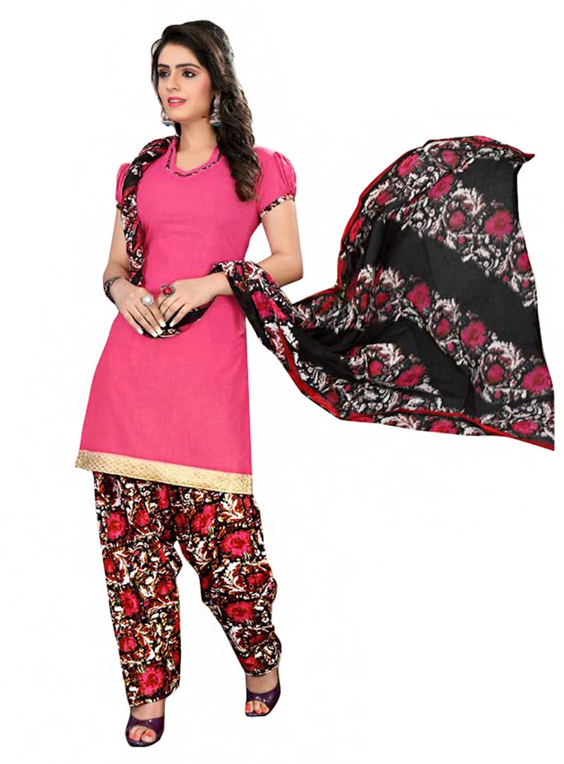 Pink Cotton Unstitched Punjabi Suit 73265
