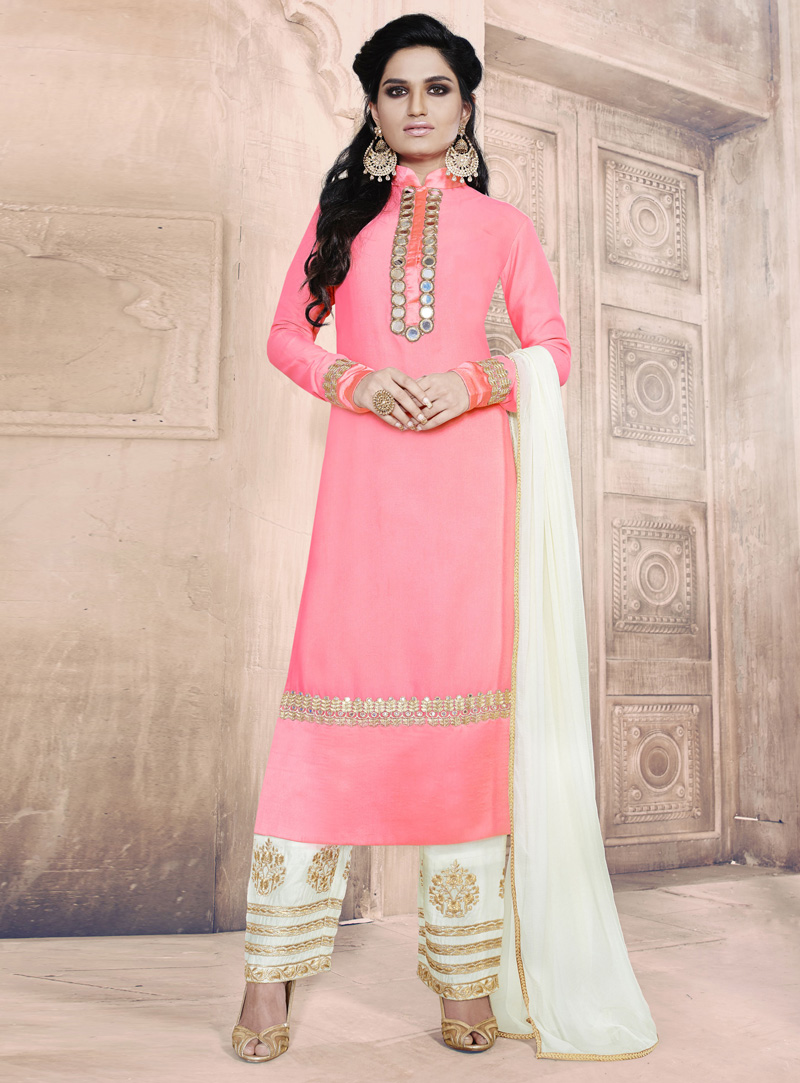 Pink Georgette Pant Style Suit 95628