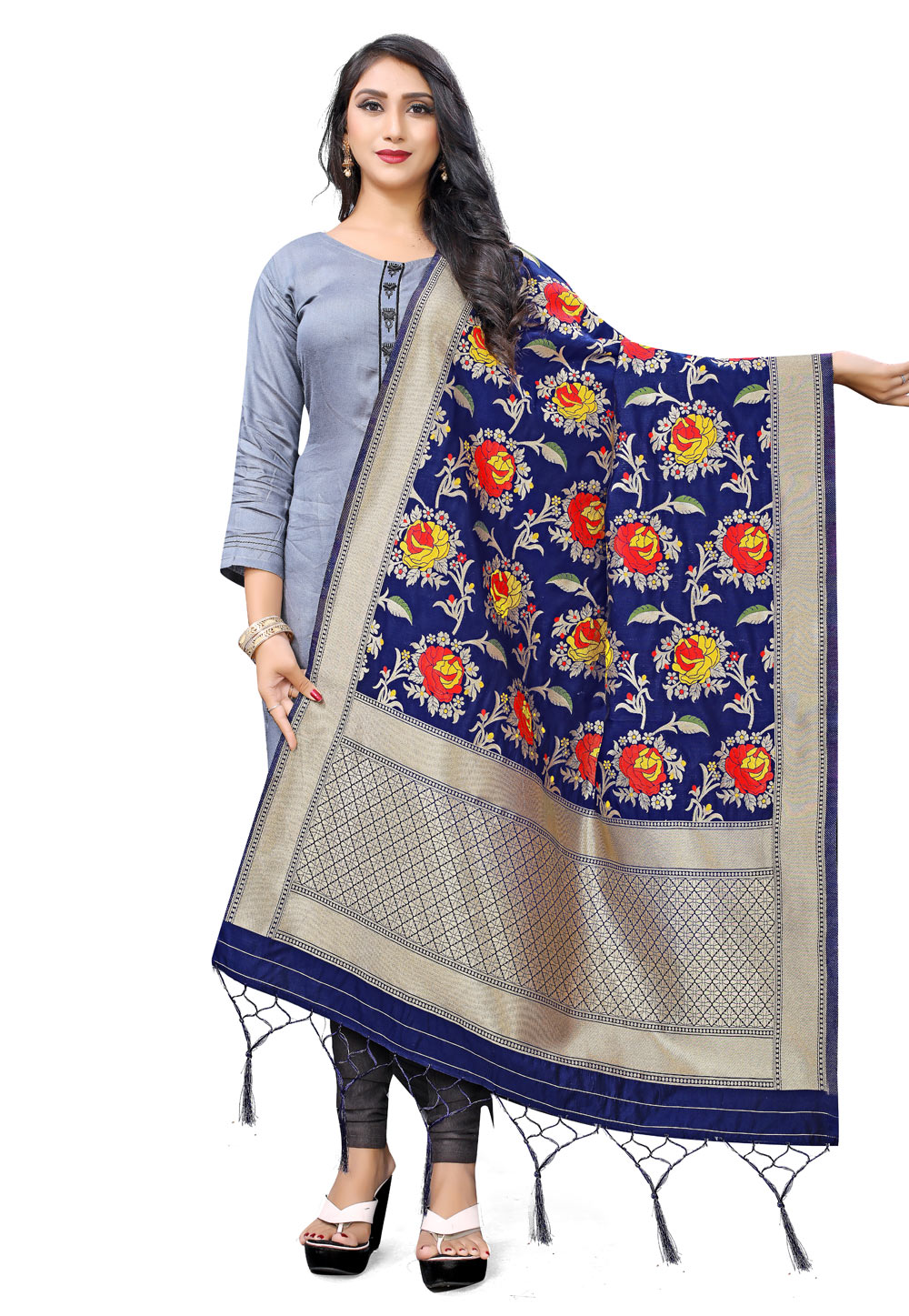 Blue Banarasi Silk Dupatta 209151