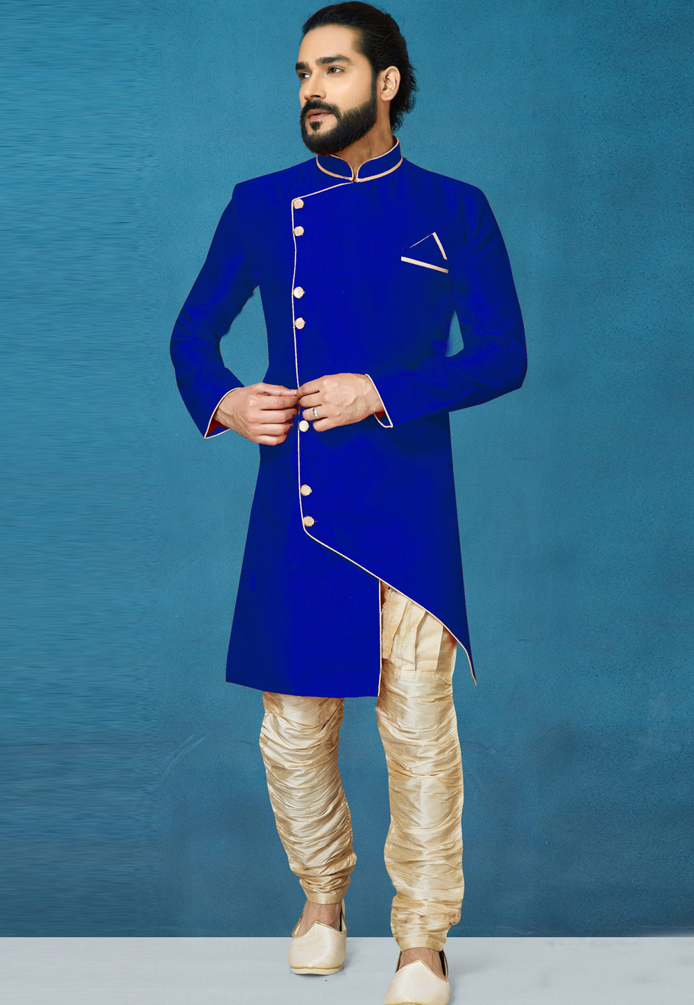 Blue Art Silk Indo Western Suit 244618