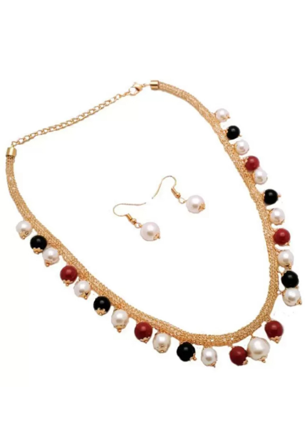 White Alloy Austrian Diamond Necklace Set Earrings 199009