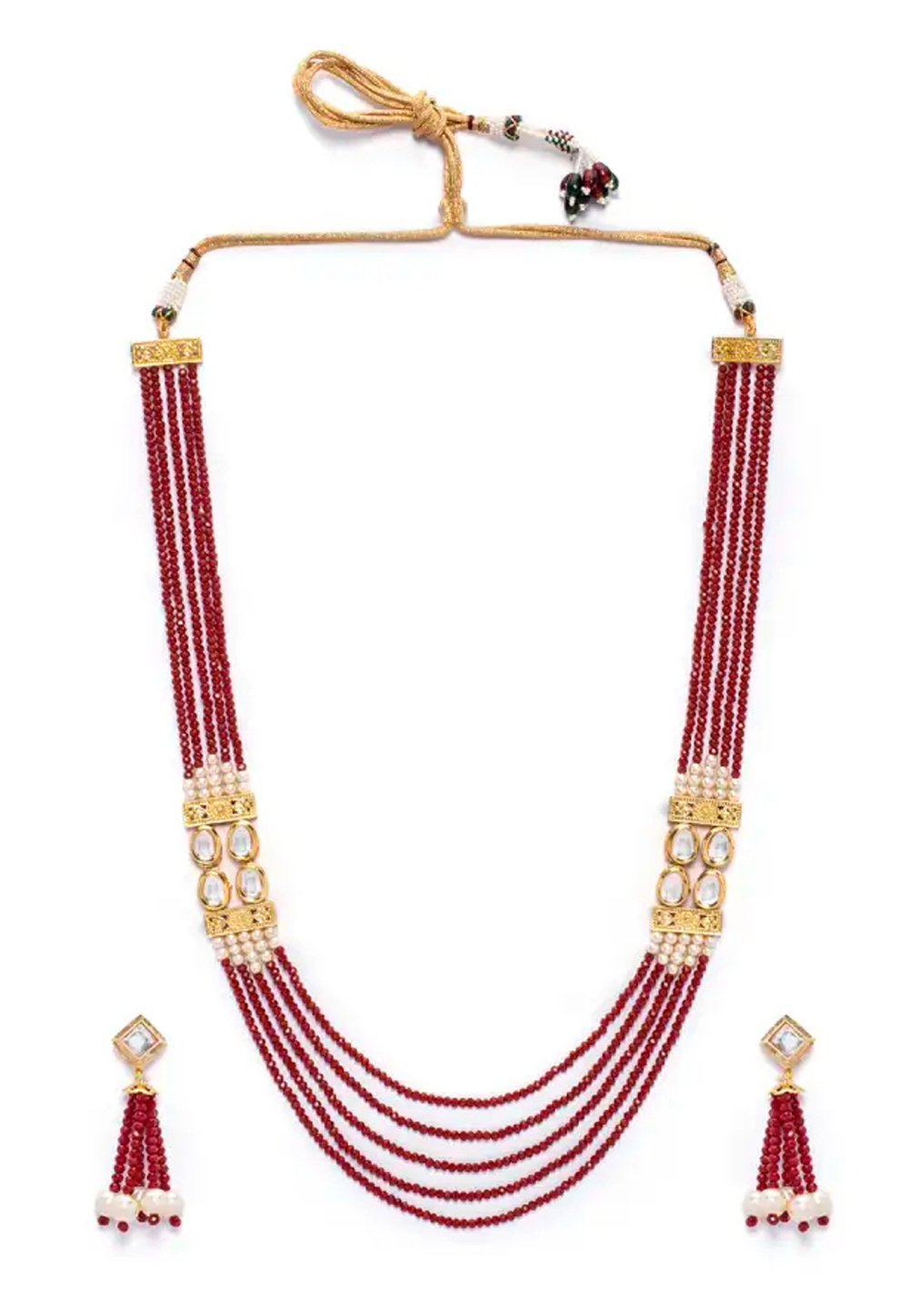 Red Alloy Austrian Diamond Necklace Set Earrings 199010