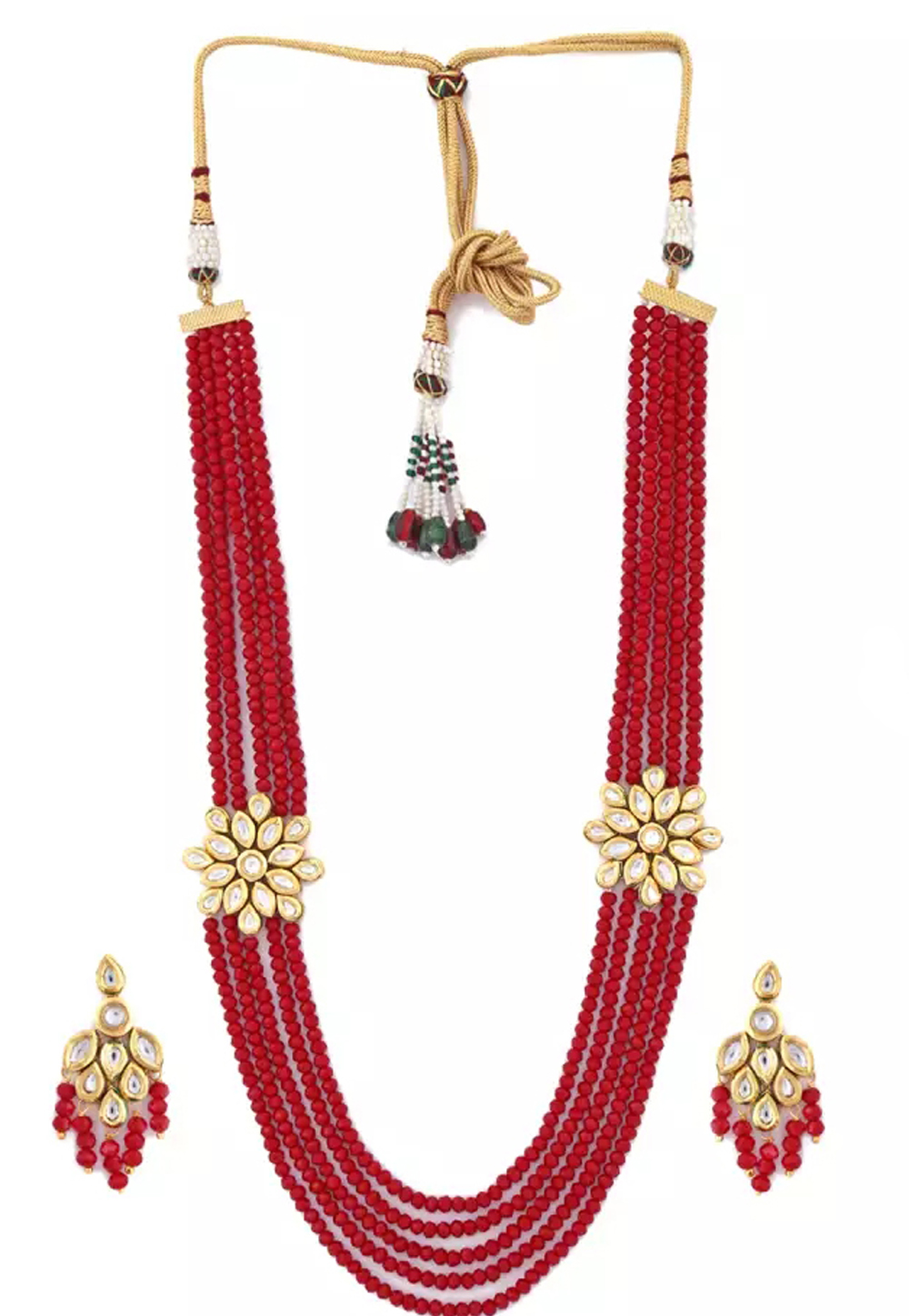 Red Alloy Austrian Diamond Necklace Set Earrings 199011