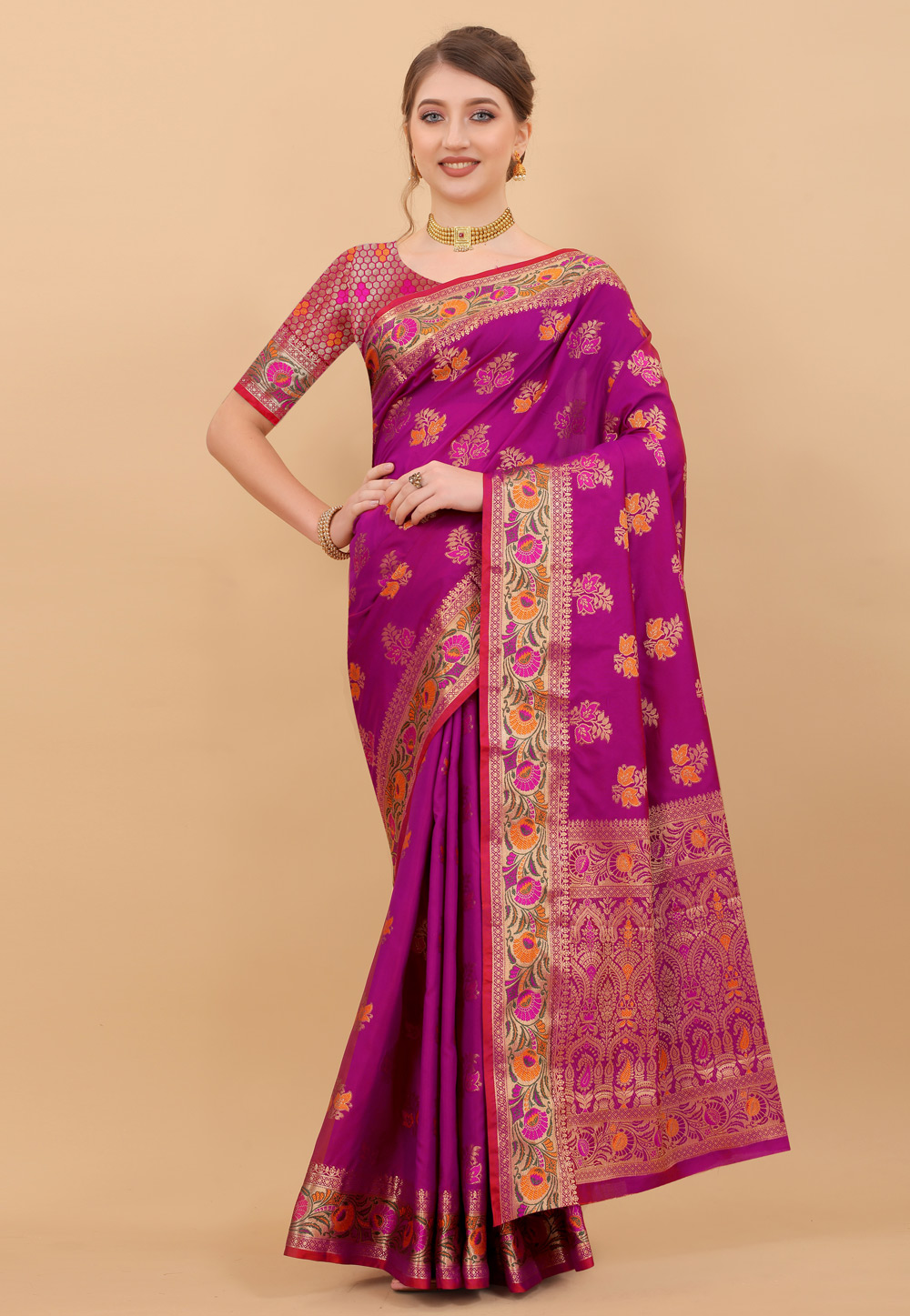 Purple Soft Silk Saree With Blouse 246461