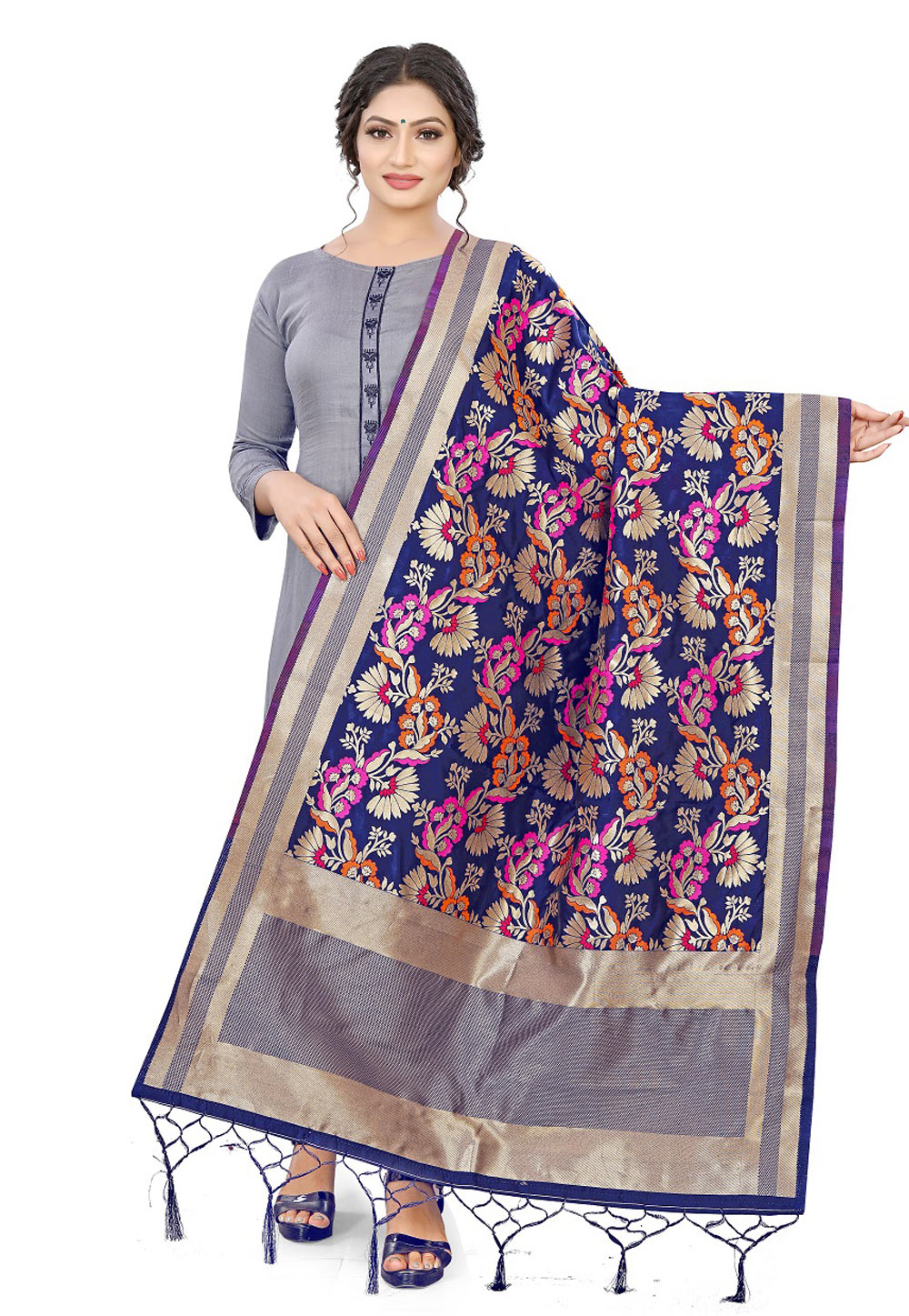 Blue Banarasi Silk Dupatta 209301