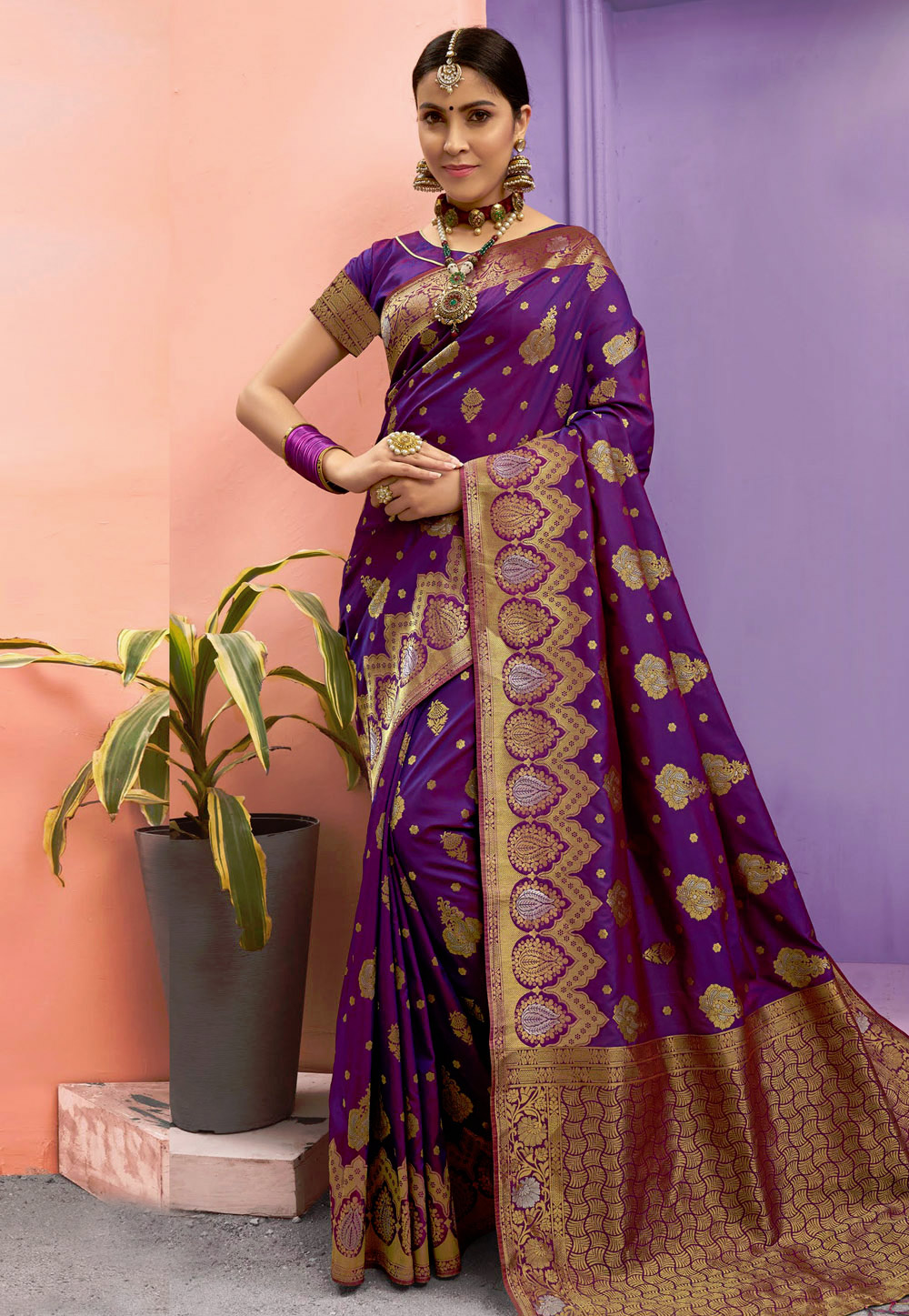 Violet Art Silk Festival Wear Saree 210083