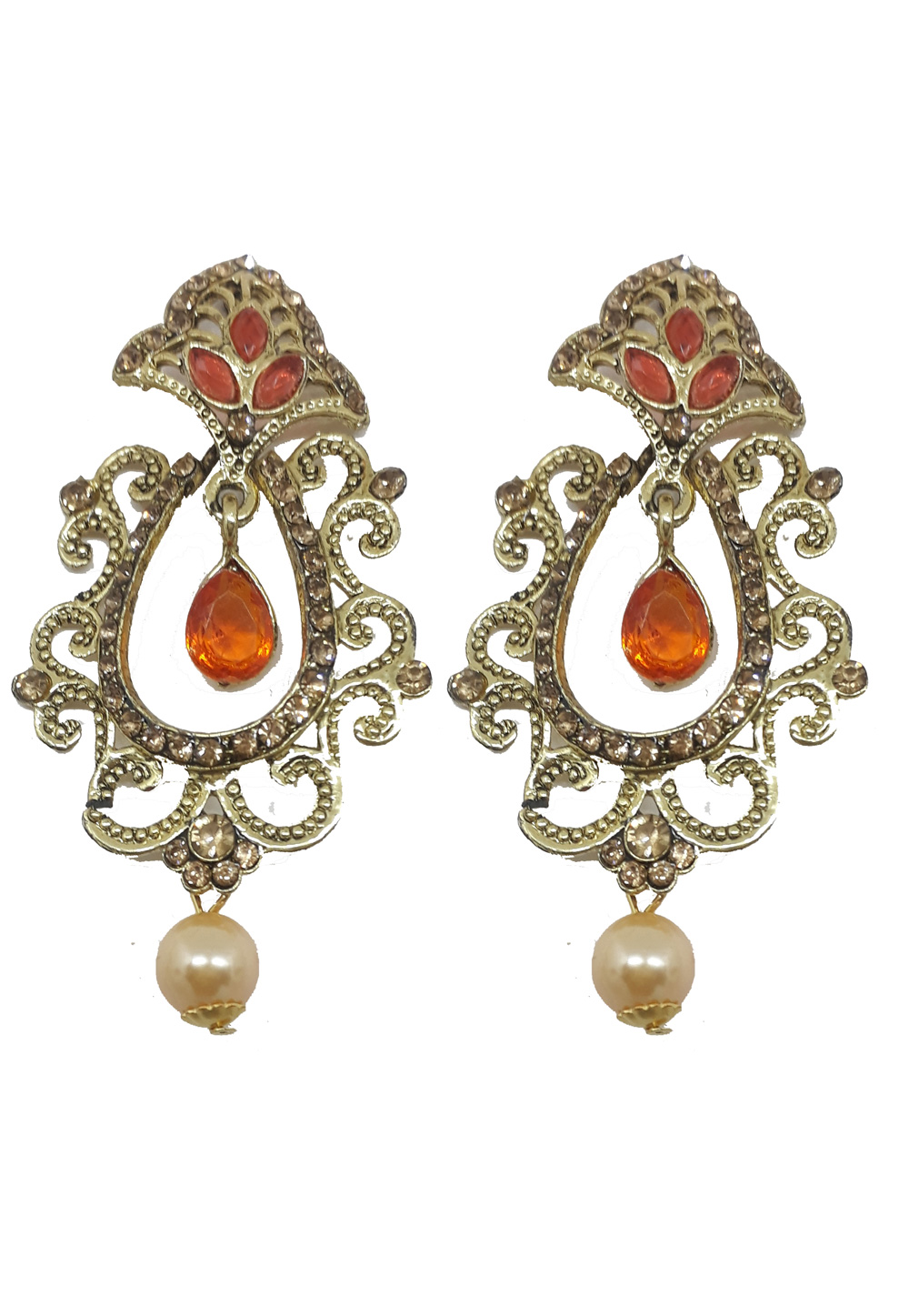 Orange Brass Earrings 201073