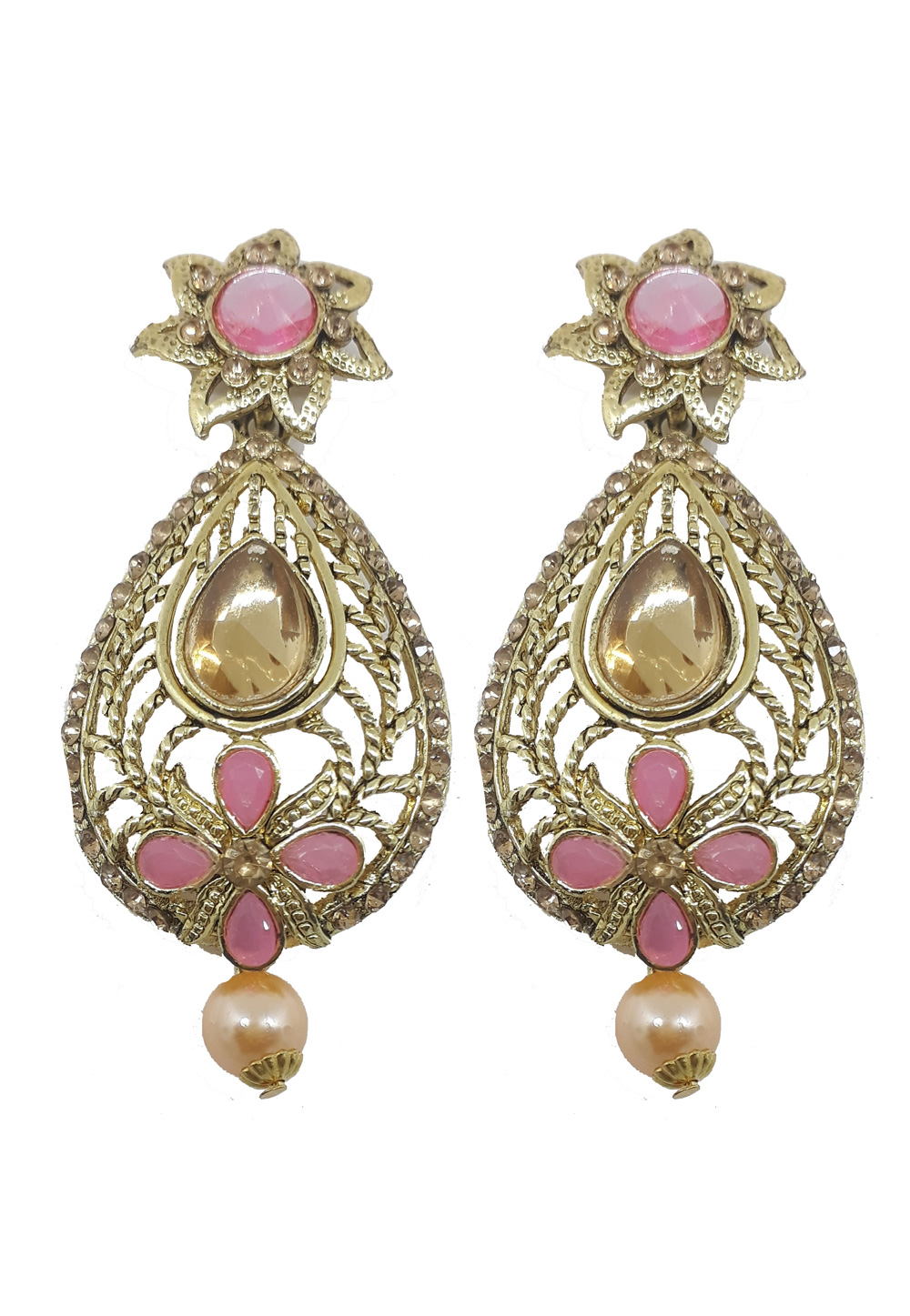 Pink Brass Earrings 201074