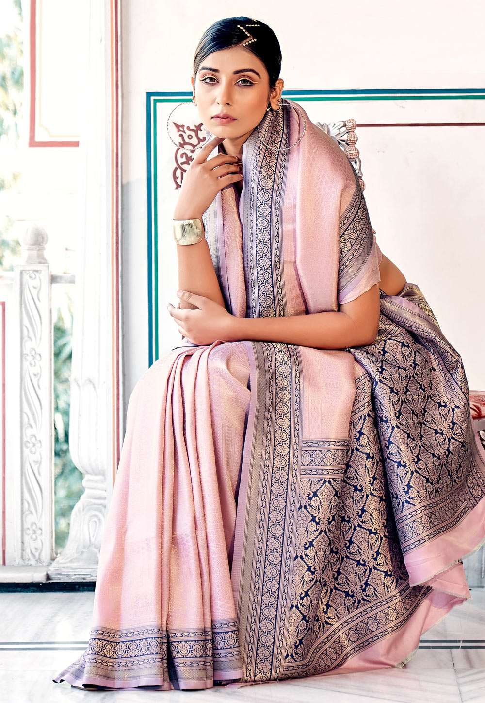 Light Pink Kanjivaram Silk Saree 274877