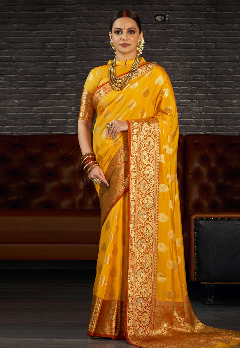 Yellow Silk Saree With Blouse 210196