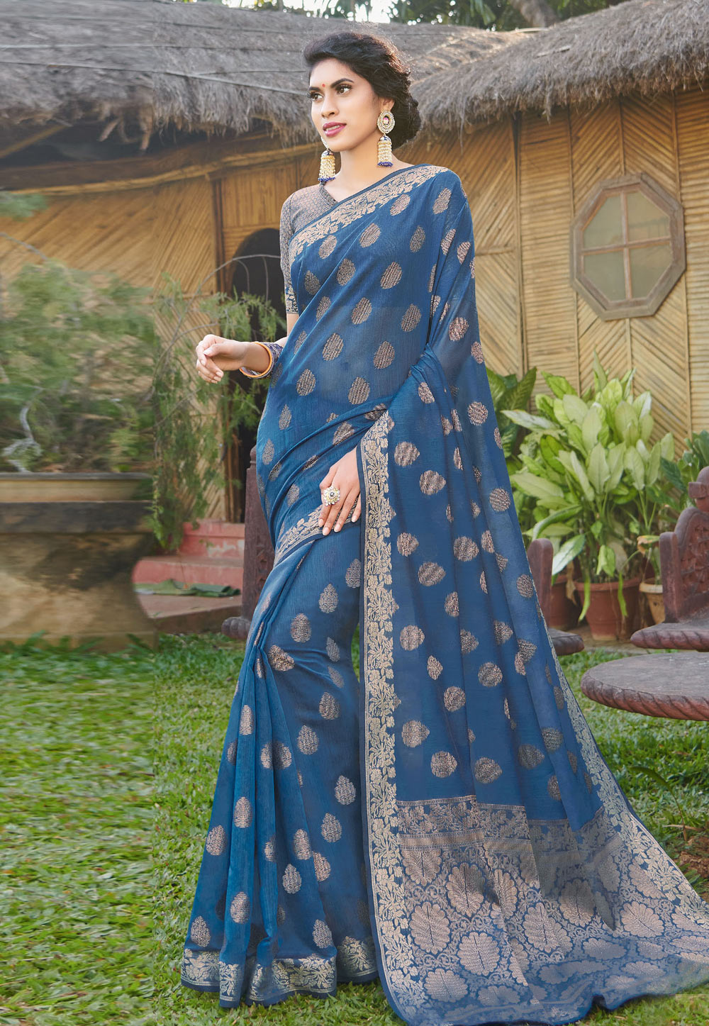 Blue Silk Saree With Blouse 210397