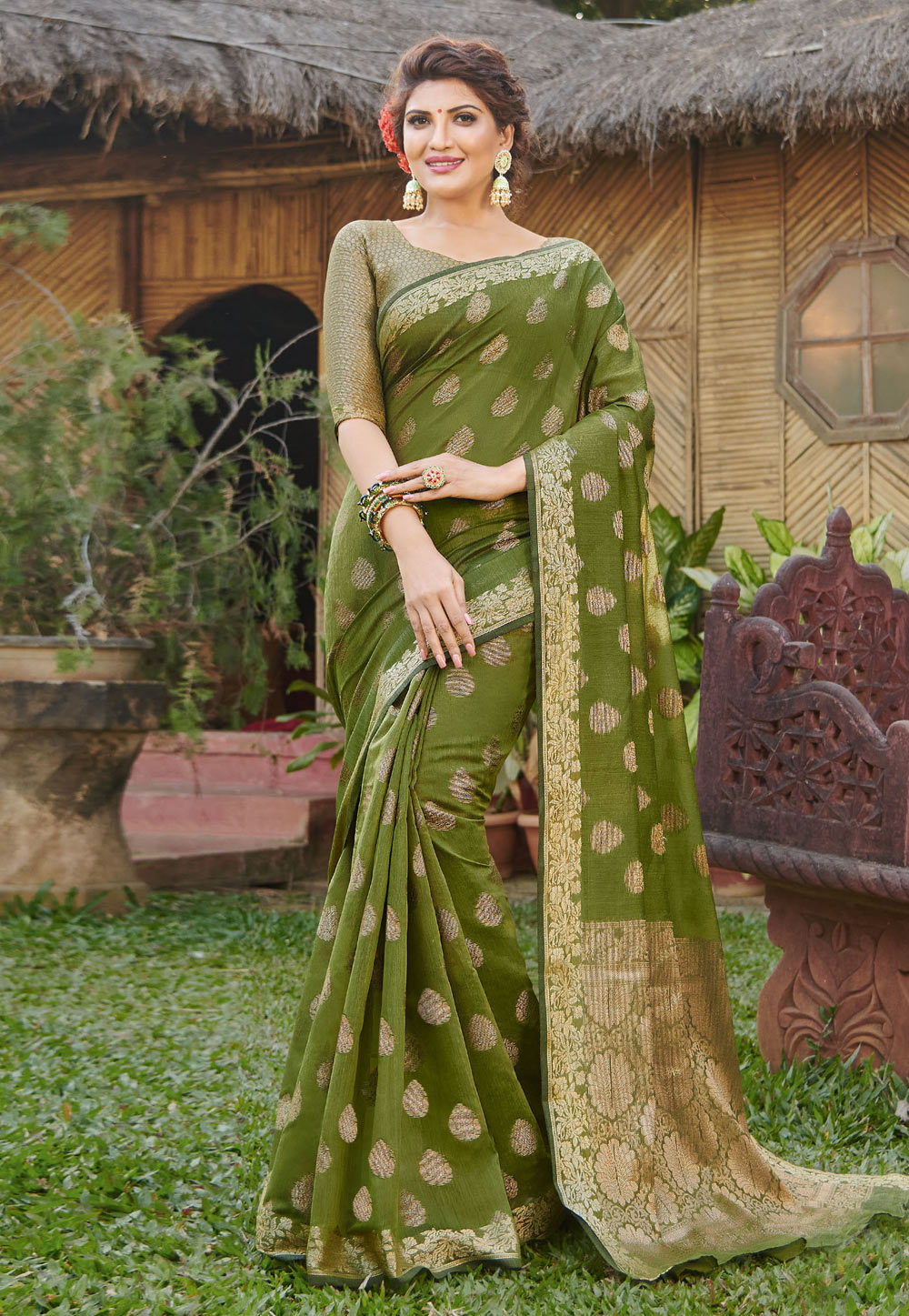 Green Silk Festival Wear Saree 210398